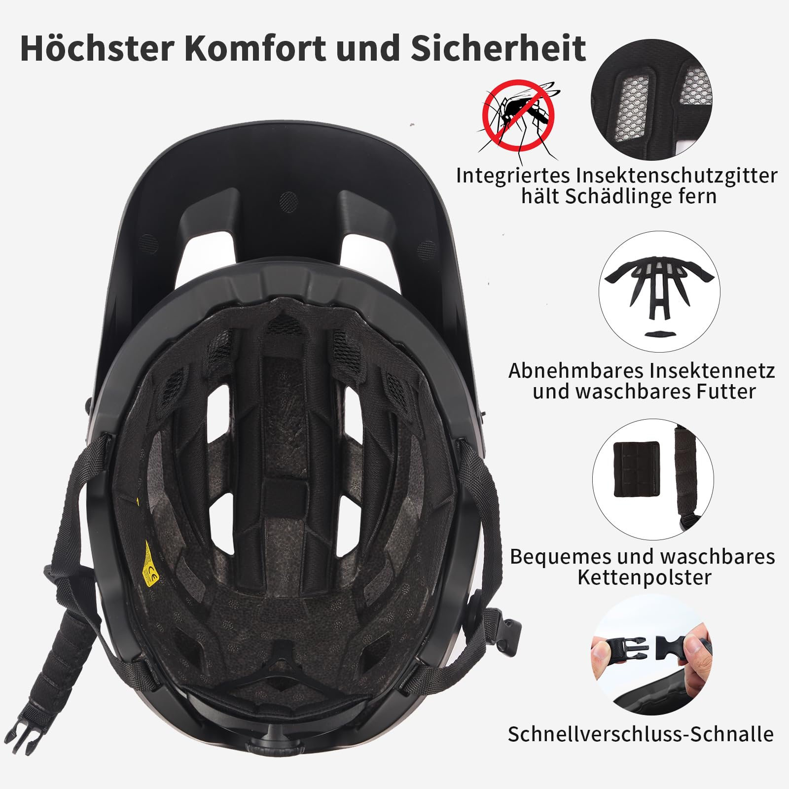 Casco da mountain bike, con visiera, leggero, per uomo e donna, con doppia tecnologia Inmould, per adulti