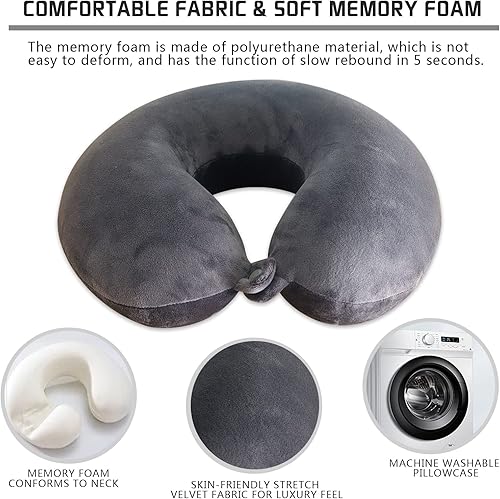 Miniatura 4 de Cómoda almohada de viaje de espuma viscoelástica transpirable para el cuello, almohada para el cuello y la cabeza, adecuada para viajes en avión,