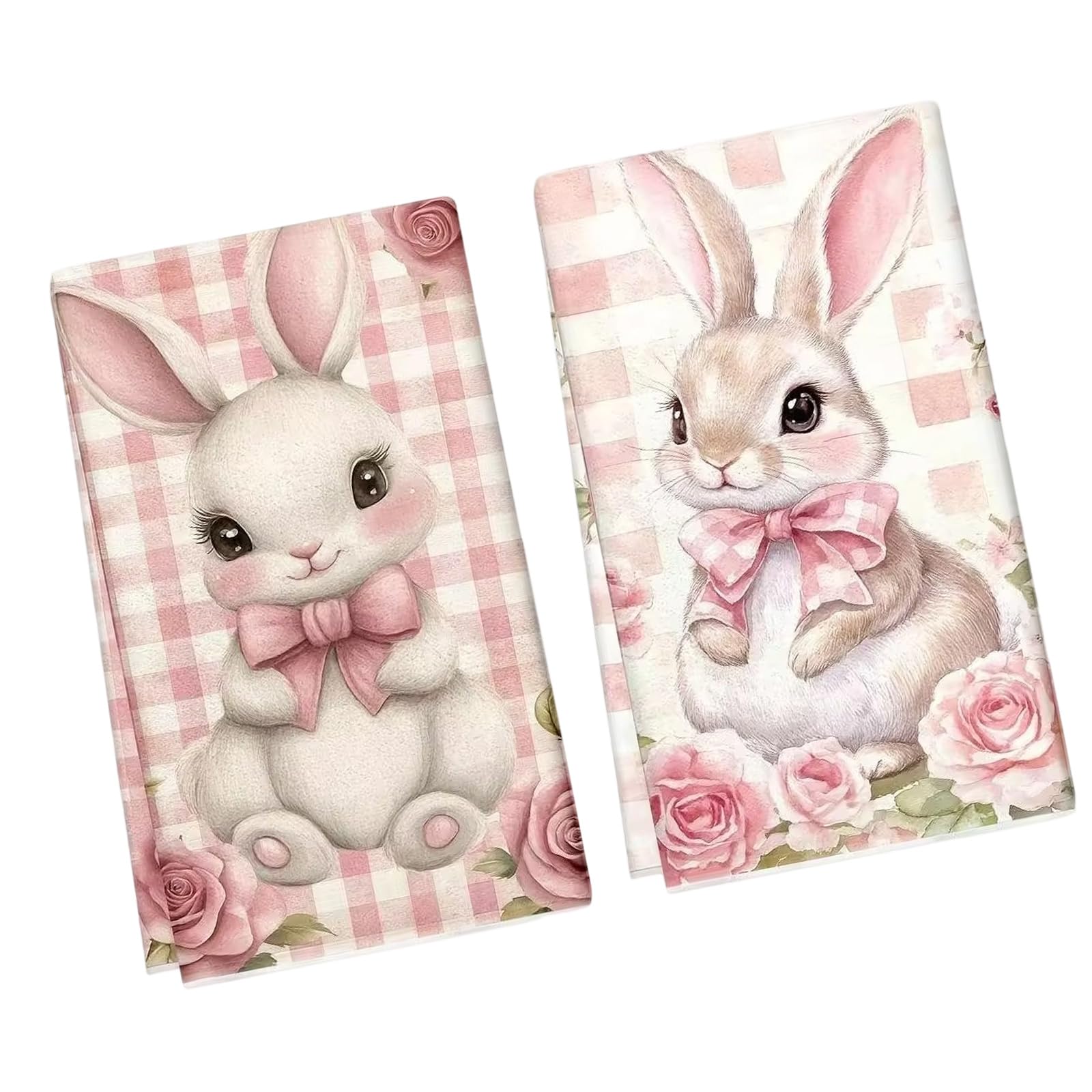Tsophreniq 2Pcs Easter Festive Colorful Bunnies Microfiber Cloths Absorbent Kitchen Towels for Spring Party Decors Easter Microfiber Towel