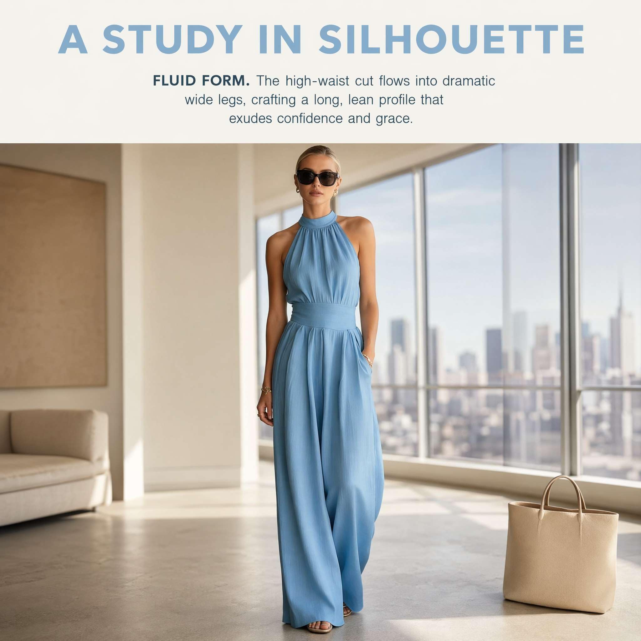 Générique Combinaison Pantalon Femme Chic Sans Manches Col Montant, Taille Haute Plissée et Jambes Larges, Jumpsuit Élégant et Fluide pour Soirée ou Mariage
