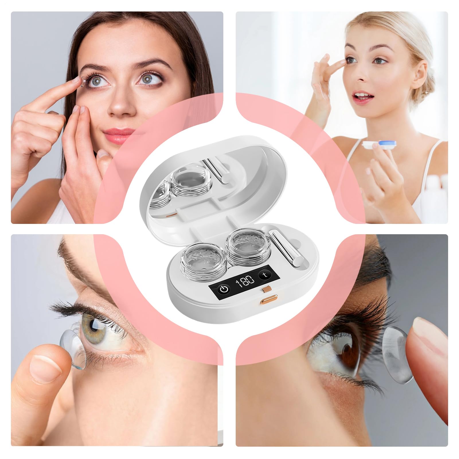 Macchina A Ultrasuoni Per Lenti A Contatto | Pulitore Ultrasonico Ricaricabile - Pulitore per Lenti Morbide,Per Donne E Adulti Uso Domestico E In Viaggio Cura Notturna