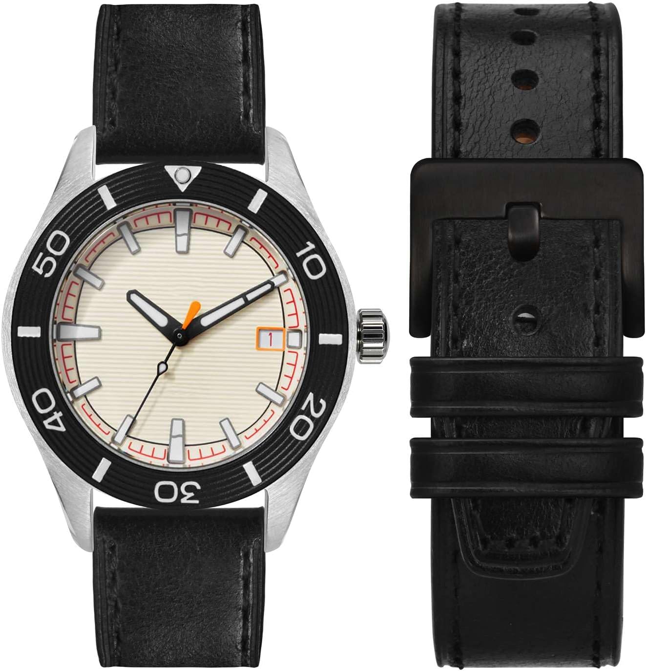 WOCCI 20mm Elite Watch Band, Top Grain Leather, Quick Release, Black Buckle (Black) - Image 9