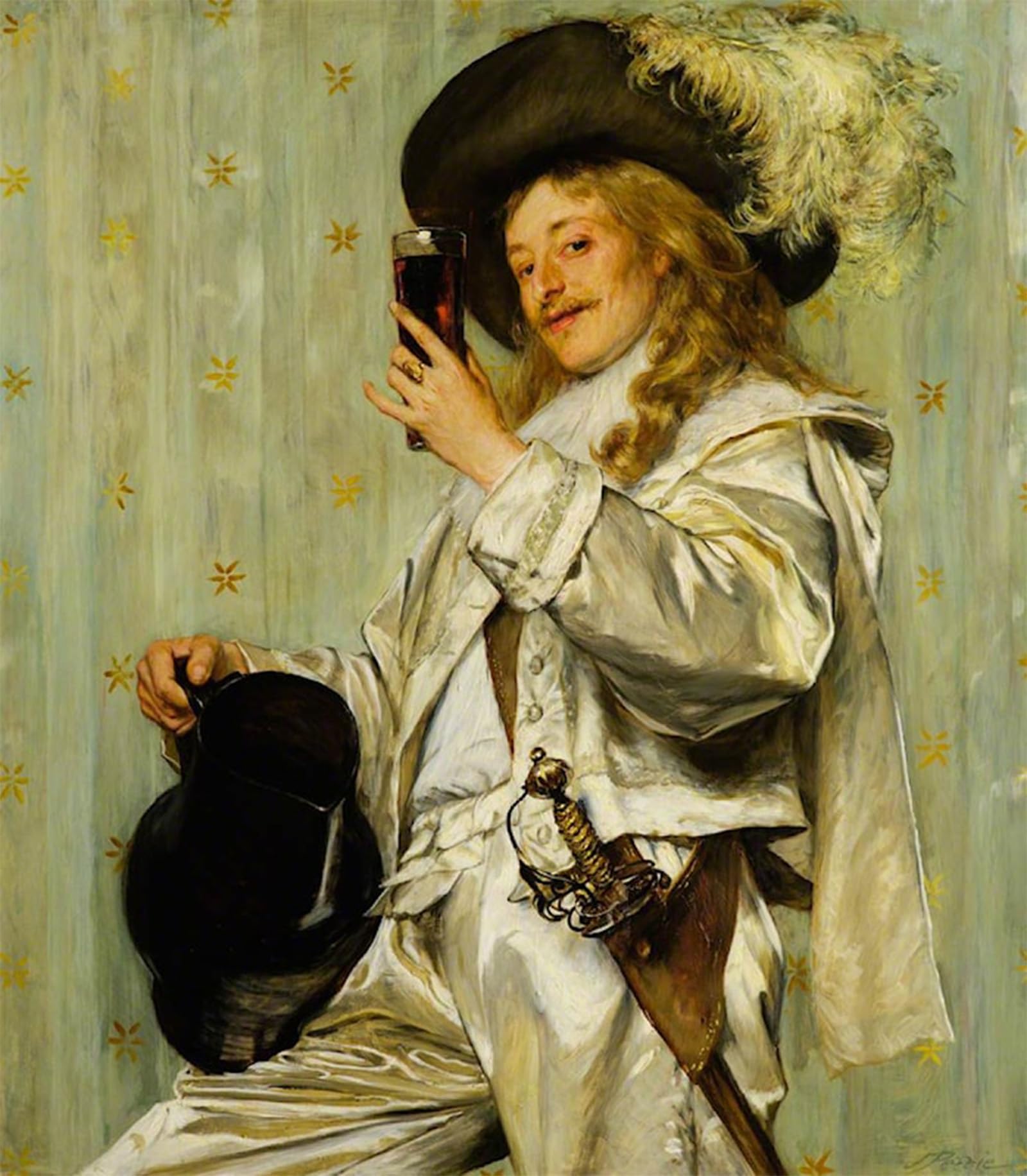 ARTXLXXBN Famous Painting Canvas Artwork Graffiti Print the Cavalier by John Pettie Portrait Canvas Image for Home Decor 60x90cm