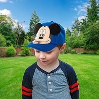 Vista 4 de Gorra de béisbol ajustable para niños de Disney, gorro Mickey Mouse ajustable para niños pequeños, edades de 2 a 4 años o gorras para niños de 4 a 7
