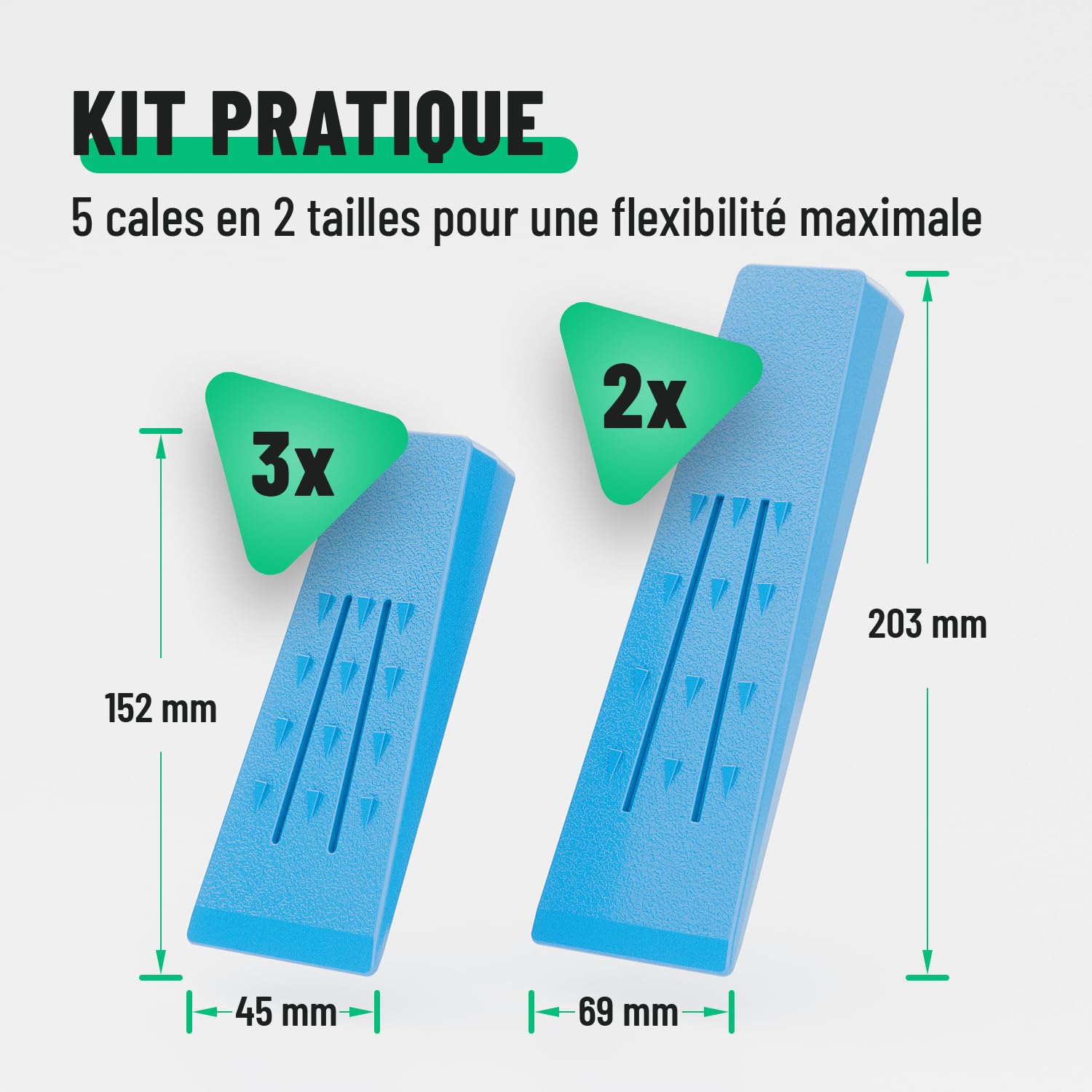 greate 5X Coin abattage en Plastique - résistants aux Chocs, au Gel & antidérapants - 2×20 cm + 3×15 cm - Accessoires forestiers - Set de Coin Eclateur Bois pour elagage