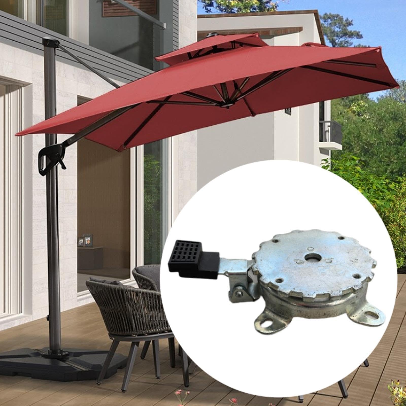Base Girevole per Ombrellone con Rotazione a 360°, Parte Girevole per Barbecue, Balcone, Picnic