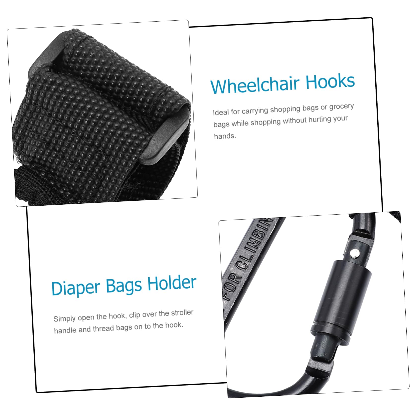 Yardwe 16 Pièces Crochets Poussette Antidérapants pour à Main et Poussette Accroche pour Poignée de Trottinette Électrique et Électrique Suspension Pratique pour Accessoires