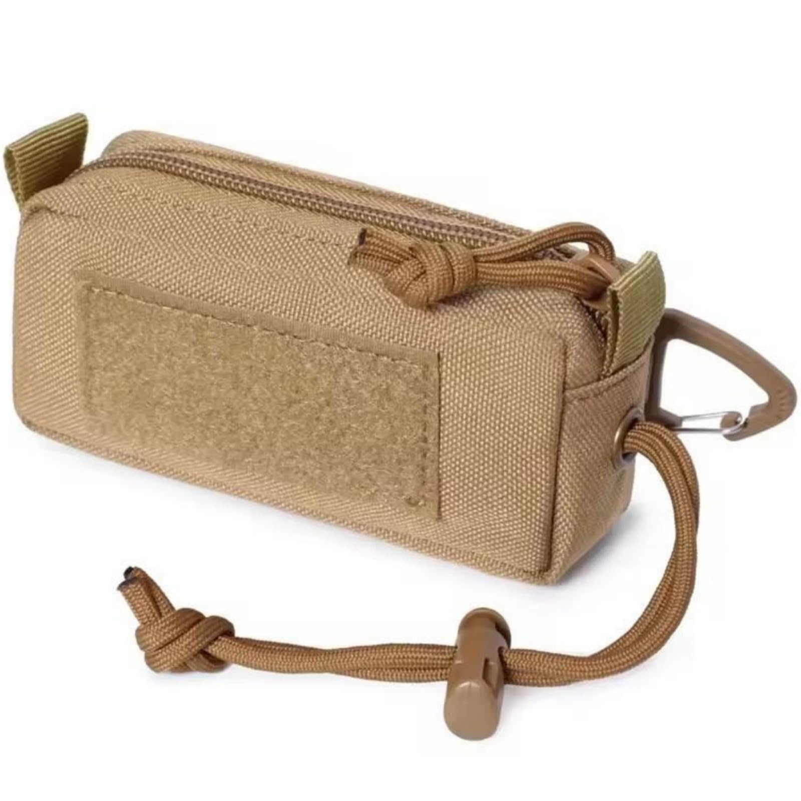 Mini MOLLE Pouch - 1000D Nylon E.DC Waist Pack | Belt Bag, Utility Pouch for Hunting, Hiking, Camping | Phone/Wallet/Keys Organizer (6x13x3cm, 90g) (Khaki)
