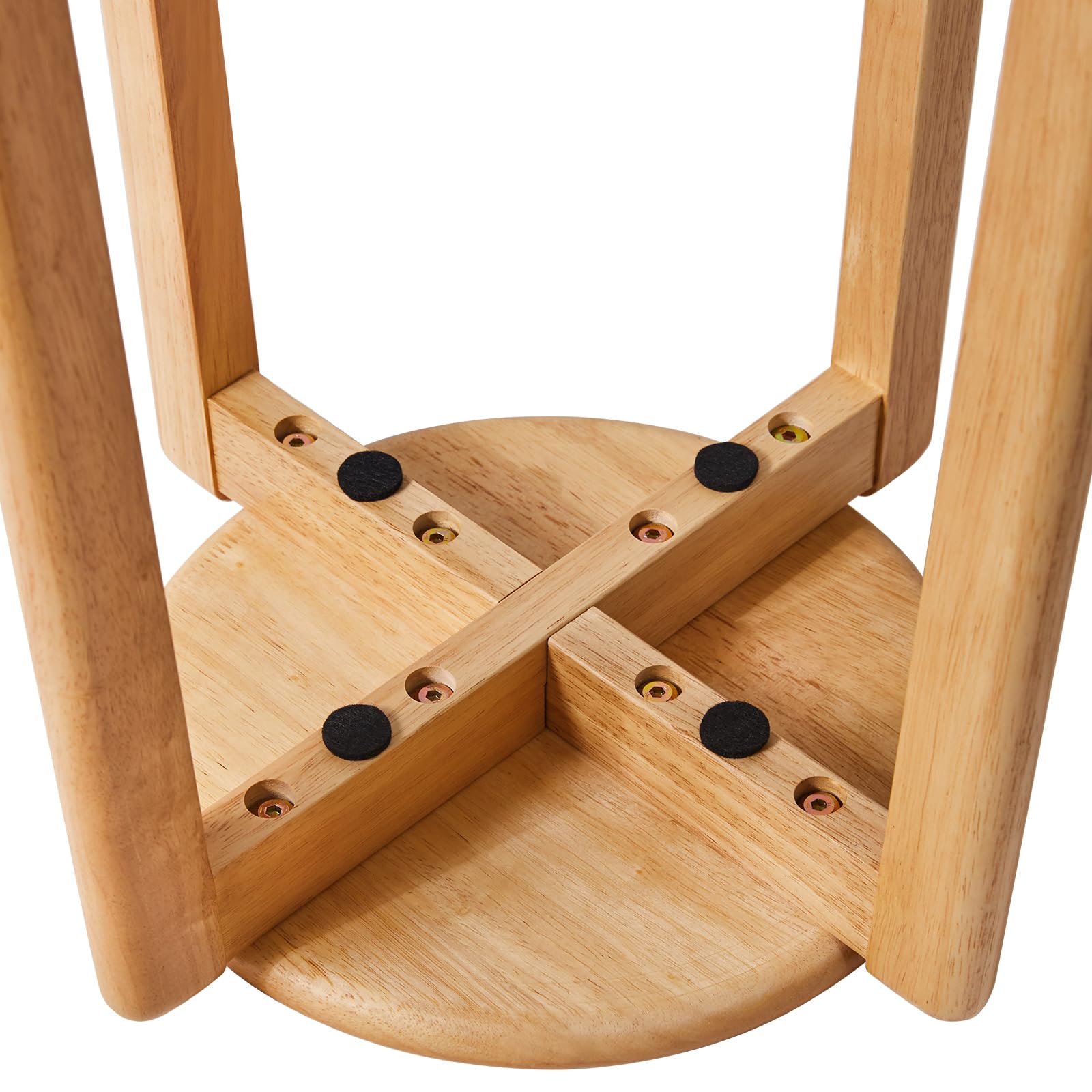 YMYNY Juego de 4 Taburetes Redondos de Madera, Taburetes de Bar Silla, Apilable de Madera Antideslizante, Taburete Pequeño, para Cocina, Oficina, salón, 27×27×45CM Color Natural HBD026N-4