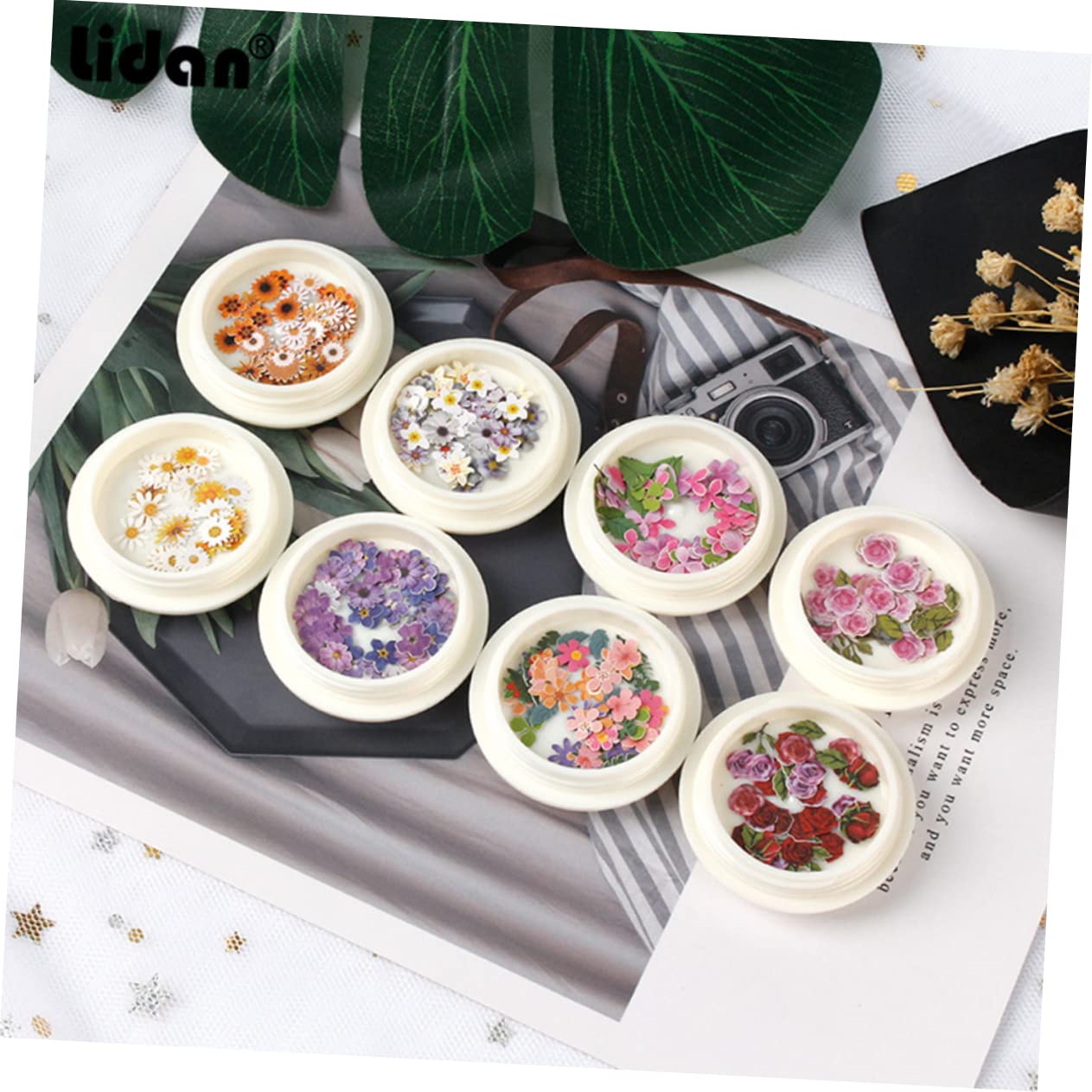 3 Set Sticker Unghie Fiori Secchi Per Decorazioni Manicure Diy Adesivi Autoadesivi Per Nail Art Facili Usare Per Appassionati E Professionisti 8 Scatole*3