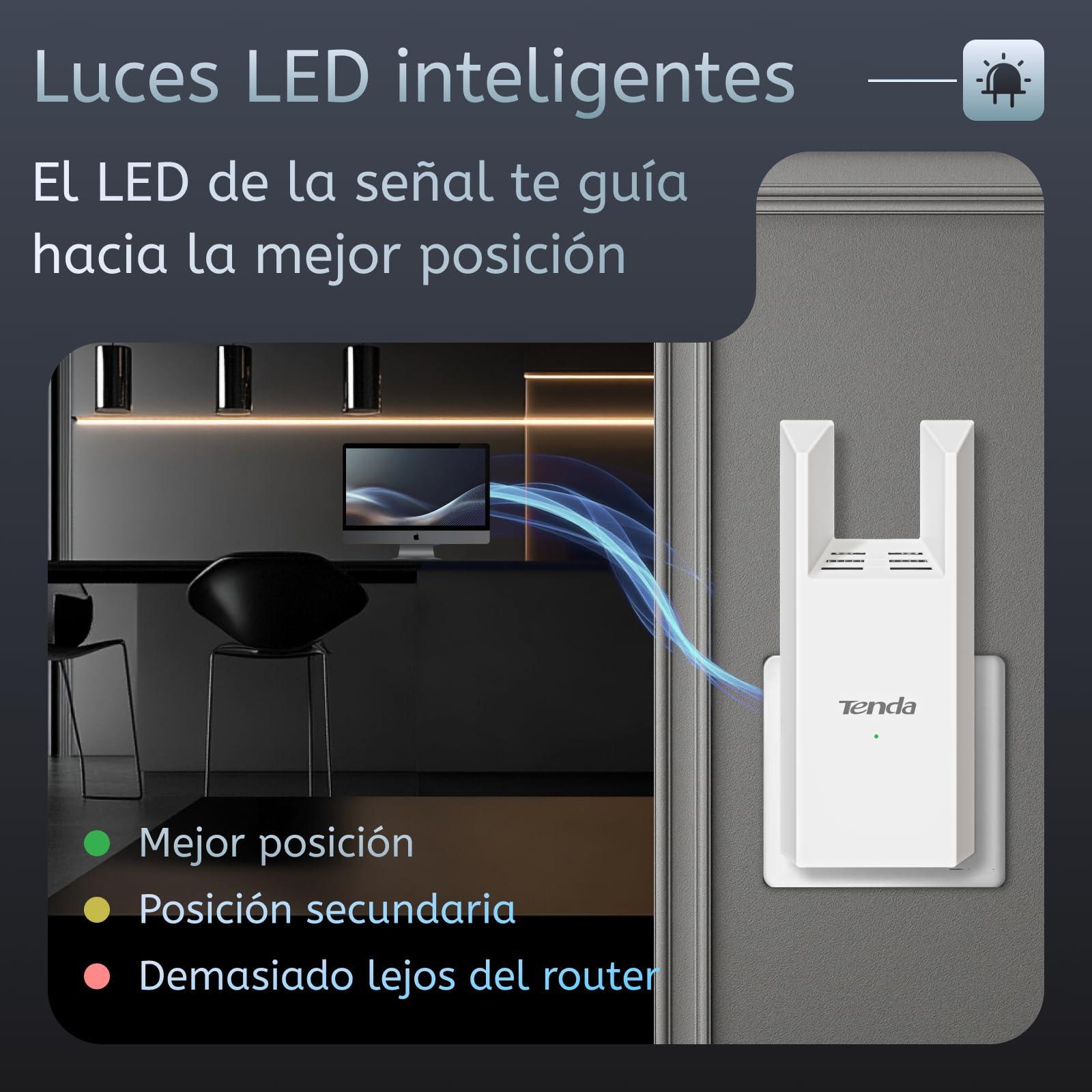 Tenda A18 AC1200 Repetidor WiFi, Extensor Amplificador Doble Banda 2.4/5 GHz, Cobertura hasta 150 m², Puerto Ethernet, Modo Ap, Indicador LED, WPS, WPA2