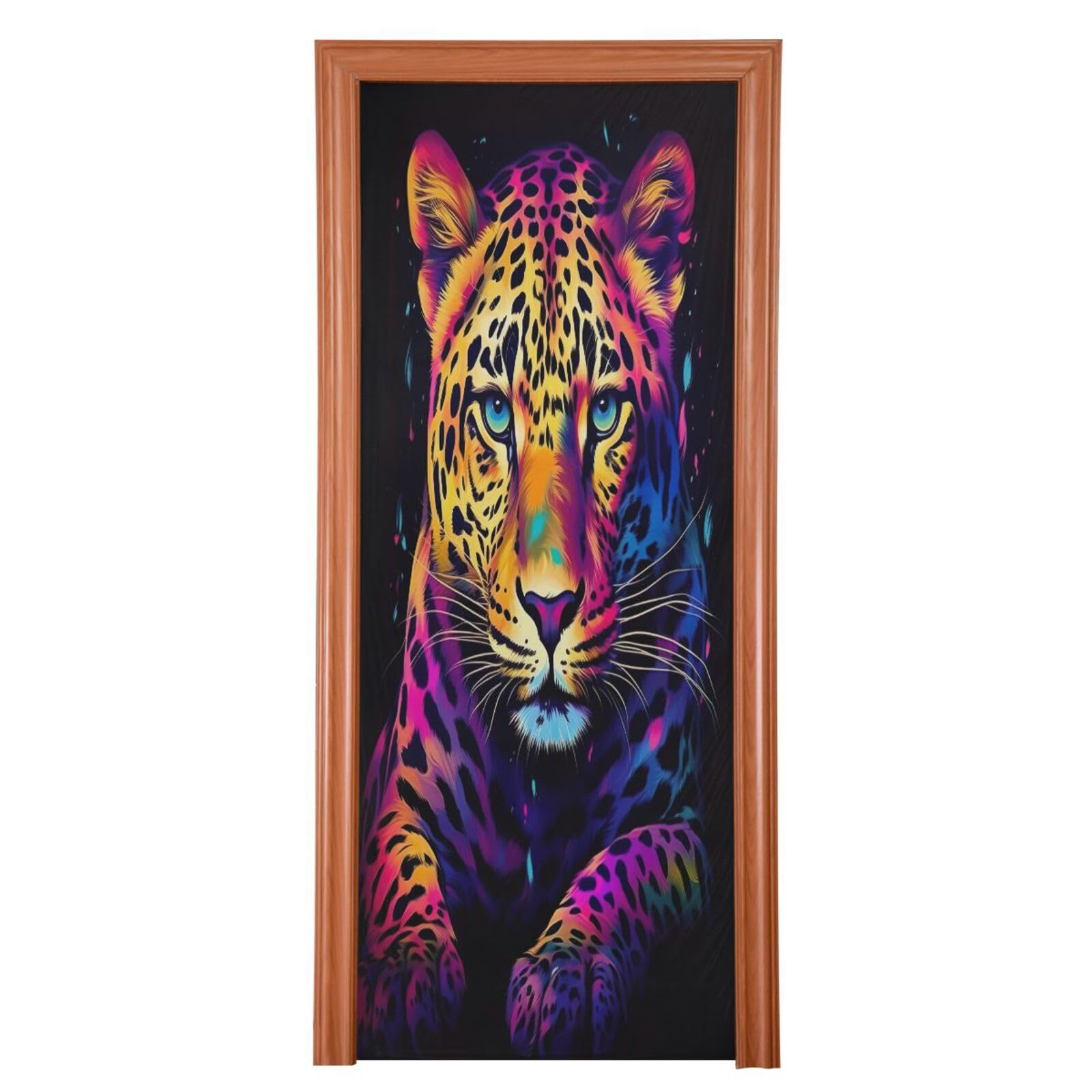 FLildon Colored Tiger Door Cover Decoration, Party Accessory Porch Decor for Festive Ornament Room Indoor Outdoor Covering 35 x 79 Inch