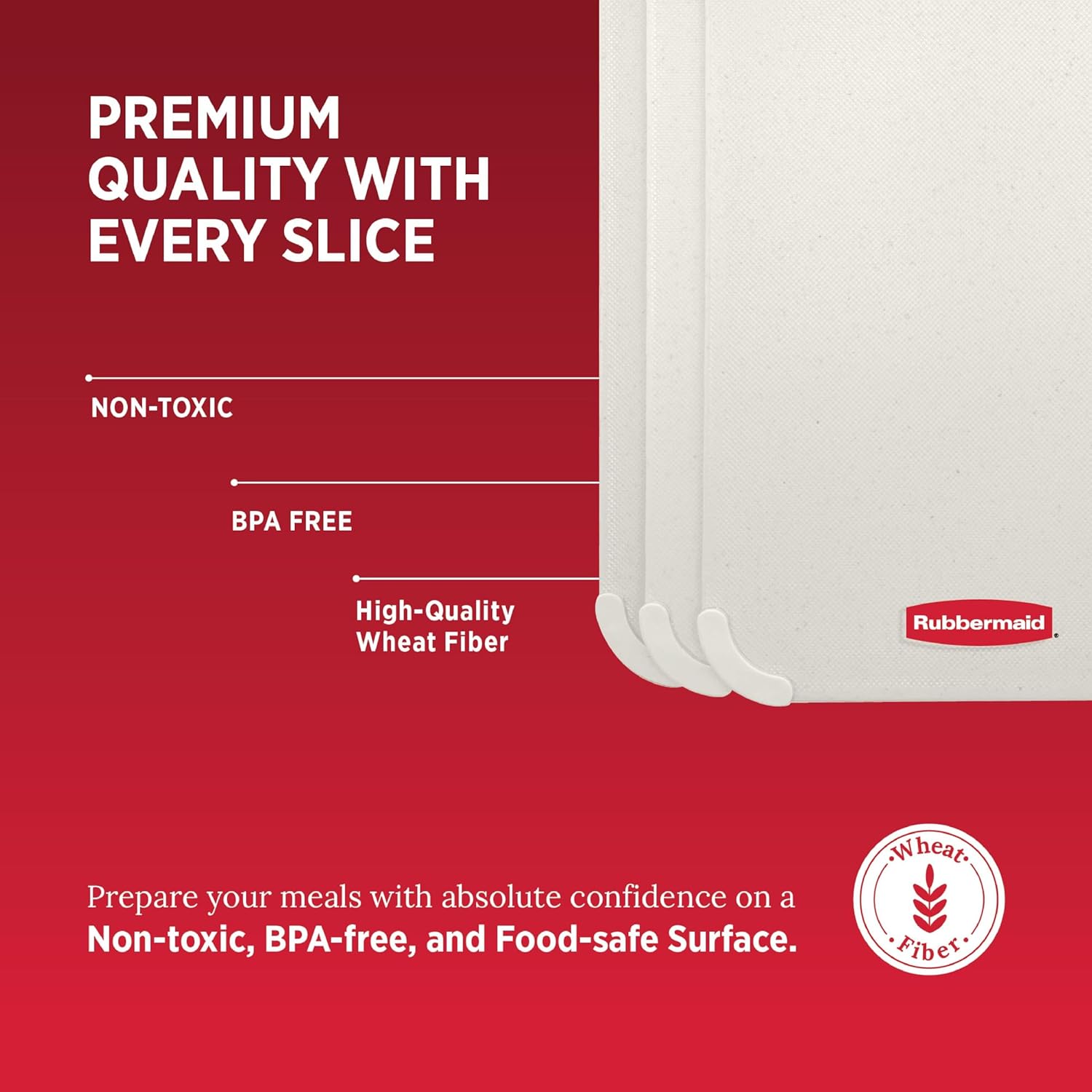Rubbermaid 3pc Reversible Wheat Fiber Cutting Board Set | BPA Free Cutting Boards for Kitchen – Dishwasher Safe, Non-Slip Corners & Lightweight | Large Cutting Board for Meat, Veggies & Fruits