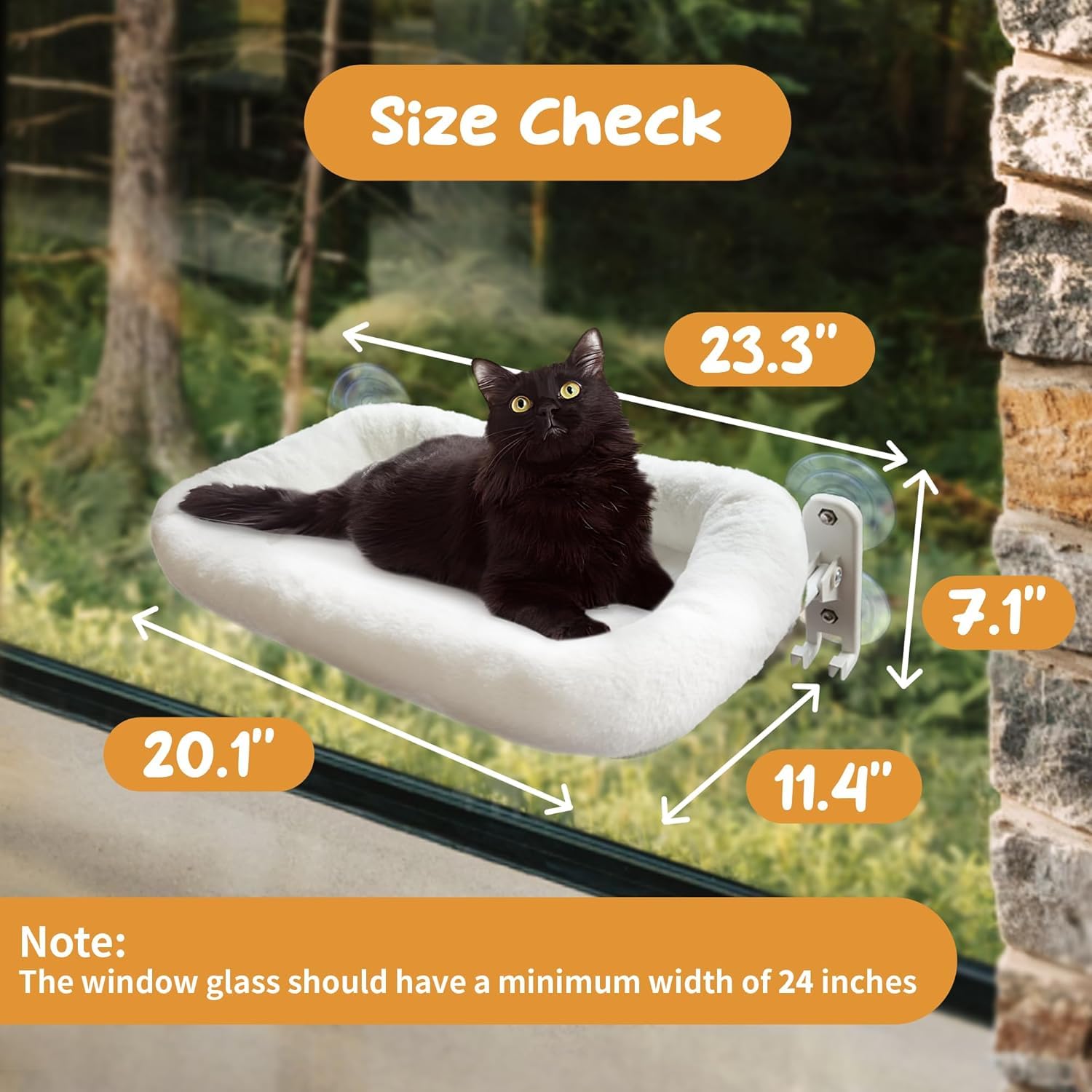 Kabellose Katzenfensterstange, Faltbare Katzenfensterhängematte, 4 Starke Saugnäpfe, Massiver Metallrahmen, Patentiertes Haken-Design (Kissen Weiß L)