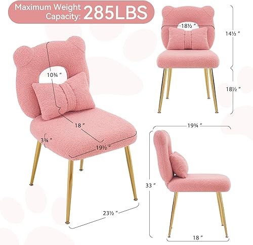 Miniatura 2 de Furniliving Silla tapizada sin brazos para tocador de maquillaje, bonita silla de sherpa para sala de estar, dormitorio, vestidor, taburete de