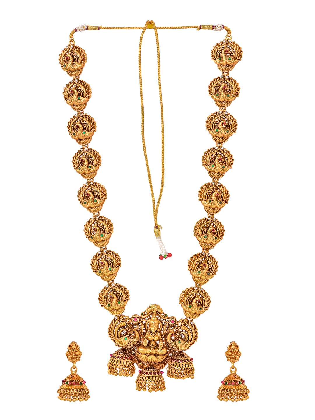 SARAF RS JEWELLERY Womens Exquisite Lakshmi Design Haram Temple Jewellery Set With Jhumki Earrings (B09YV6BHPX) Amazon Price History, Amazon Price Tracker