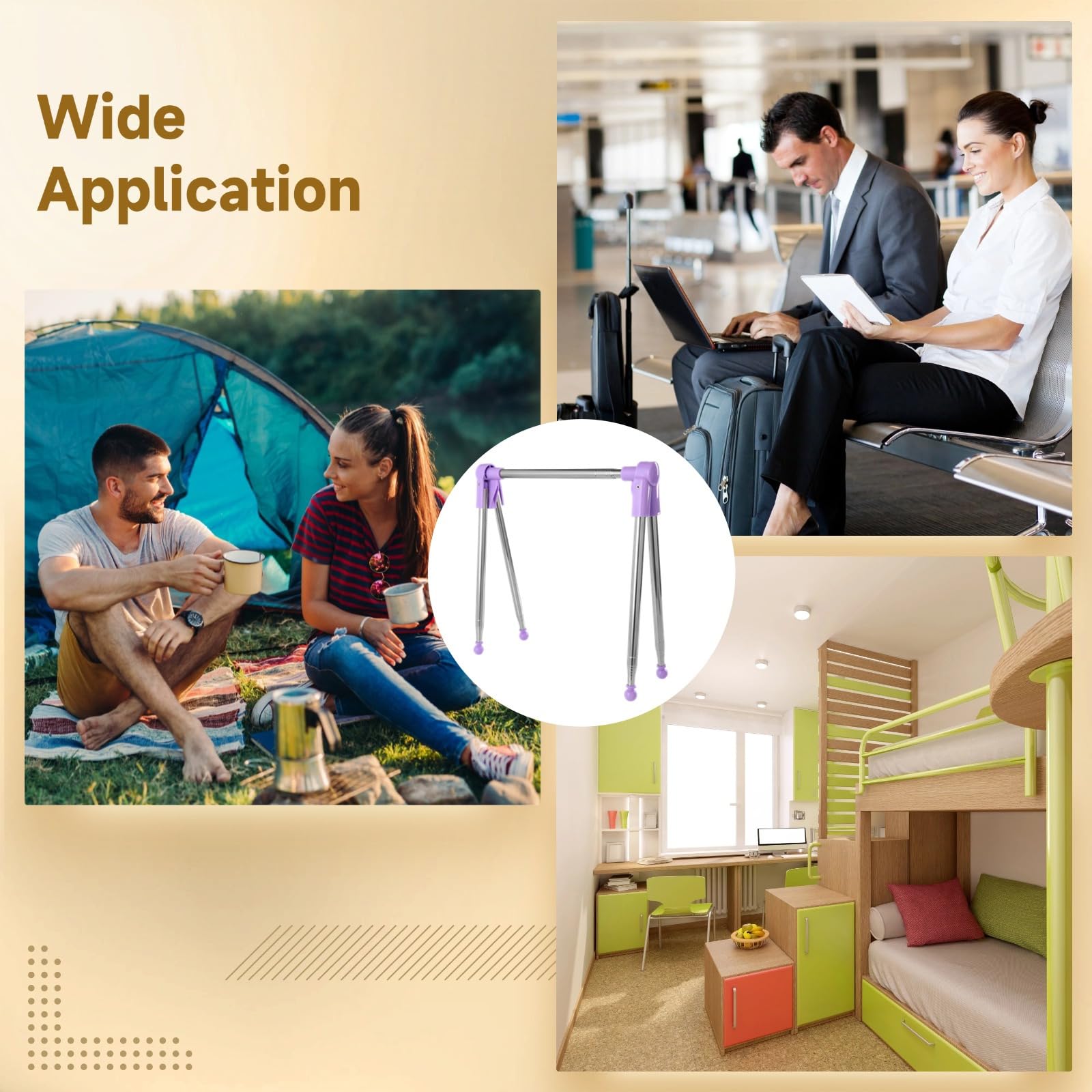 Appendiabiti da viaggio pieghevole, in acciaio inox, regolabile, design compatto e leggero per un facile trasporto, ideale per viaggiatori