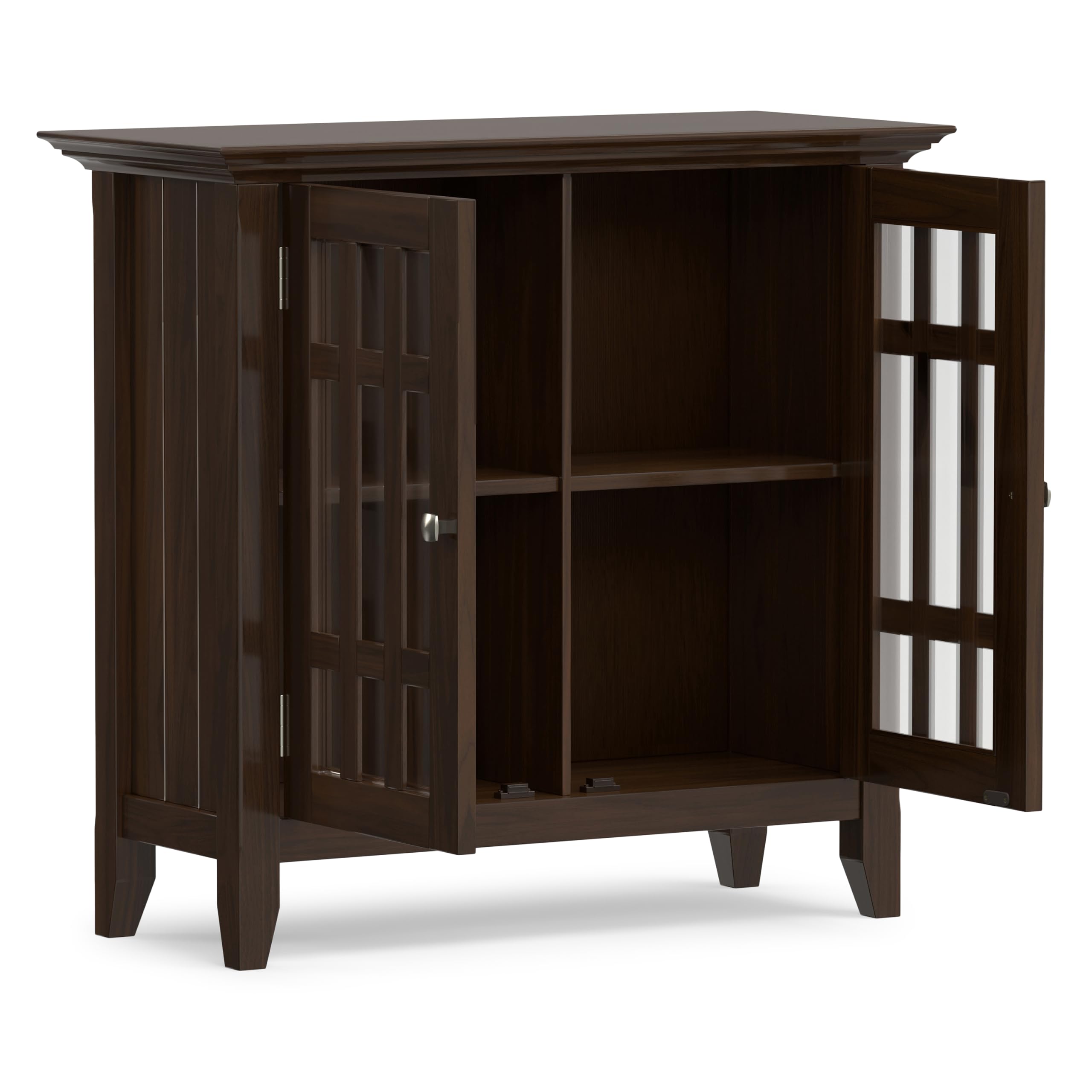 Simpli Home Szafka na media do przechowywania, sosna, ciemnobrązowa, 81,28 cm