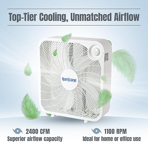 Miniatura 4 de Ventilador de piso clásico Hurricane, ventilador de montaje en caja con 3 velocidades silenciosas, blanco, 20" - Unidad de enfriamiento de aire