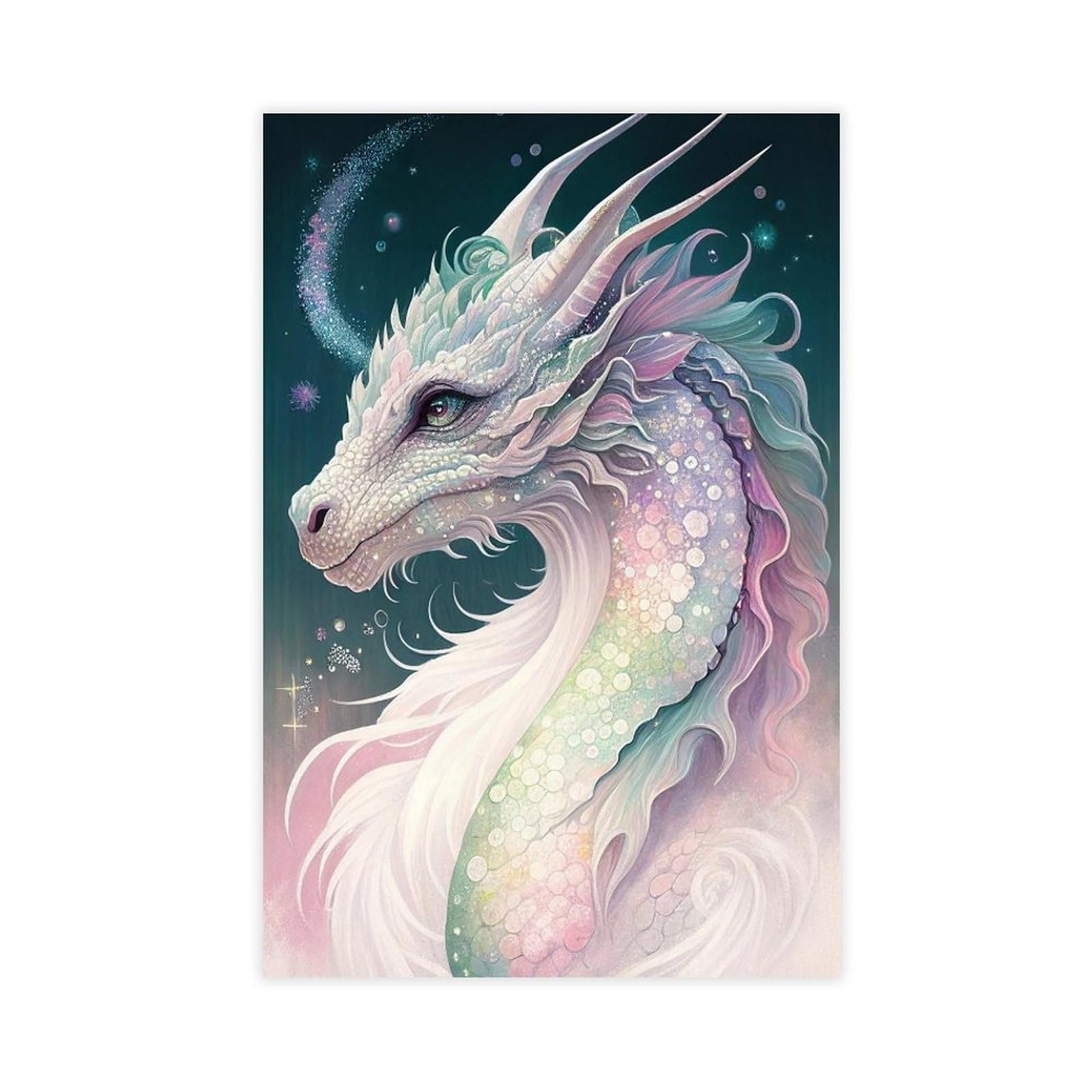 Bareronor Watercolor Dragon Poster (5) Canvas Poster Bedroom Decor Landscape Office Room Decor Gift 20" L X 30" W