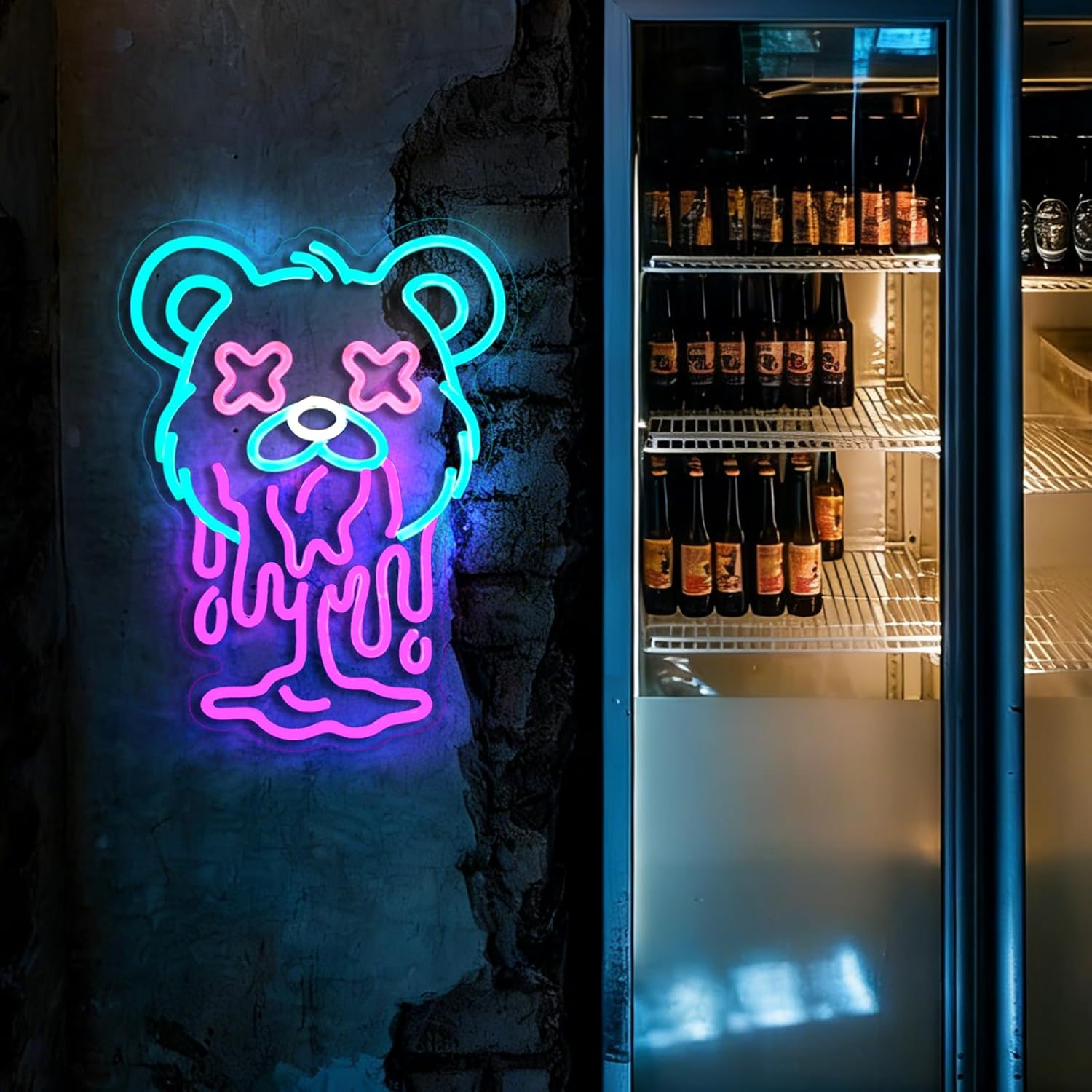 Bear neon sign Cute Melting Bear Drip USB Dimmable Neon Light for Boys Girls Room Gameroom Hotel Mancave Holiday Birthday Christmas Gift