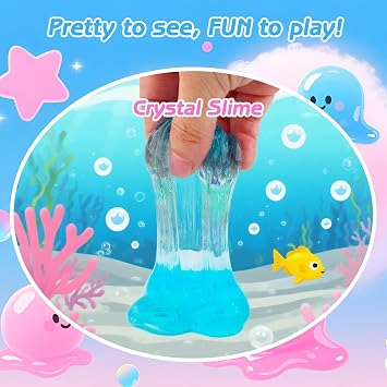 6 Pack Fluffy Slime Kit, Pink & Blue Slime for Kids, Butter Cloud Clear Slime Party Favors for Boys Girls Ages 8-12, Soft Sensory Toys Goodie Bag Stuffers, 4-10 Year Old Girl Birthday Gift