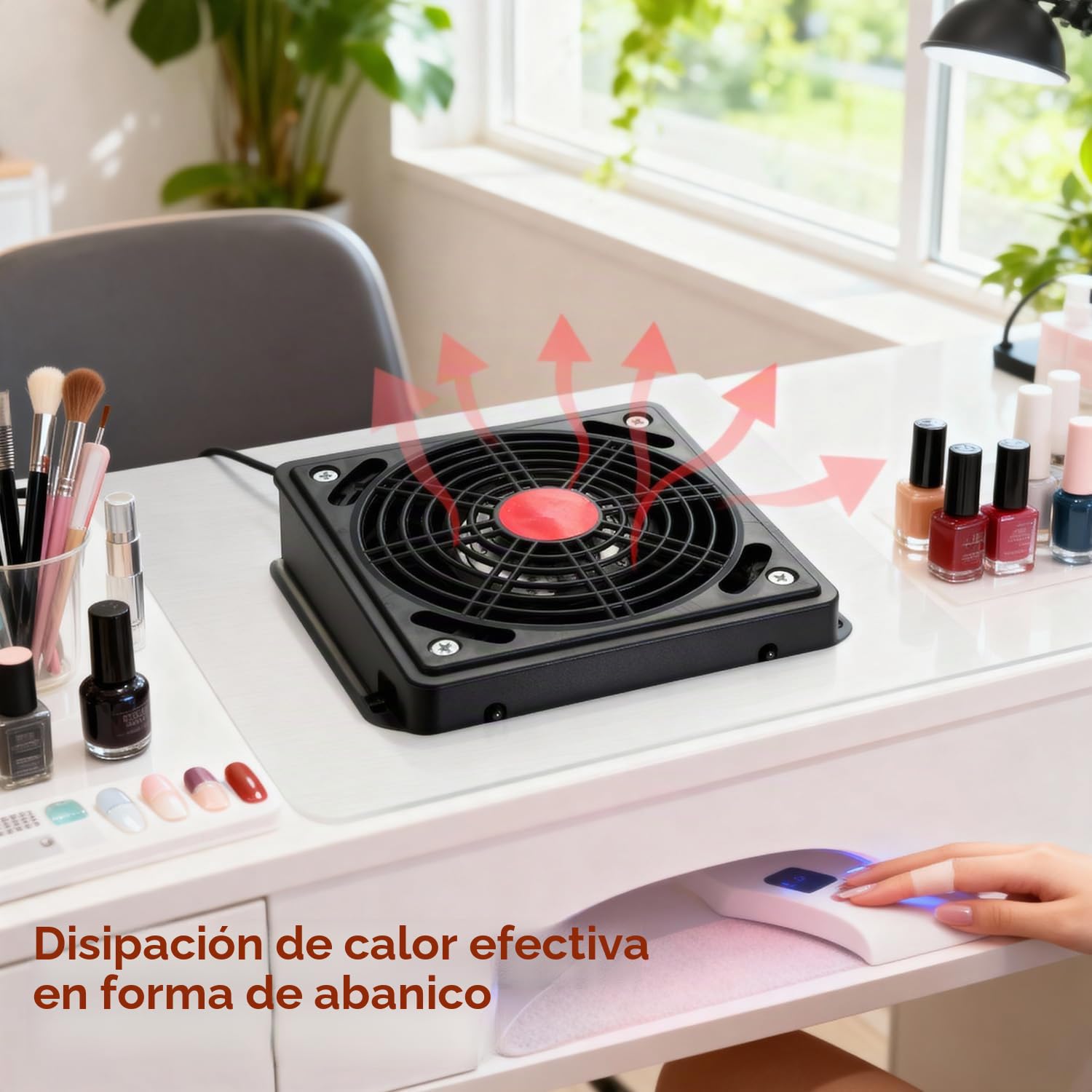 Colector de Polvo de Uñas, Extractor de Polvo de Uñas Nail Du Integrado Potente de 60W Vacío Nai