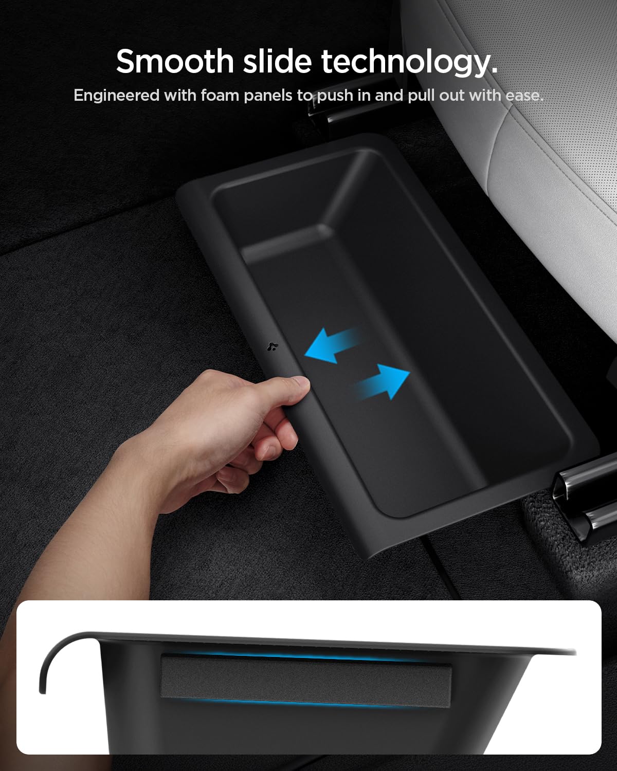 Spigen Tesla Model Y Juniper (Standard/Premium/Performance 2025-2026) [Paquete de 2] Organizador Debajo del Asiento, Compartimento Oculto, Bandeja Oculta, Accesorio Diseñado para Tesla Model Y Juniper