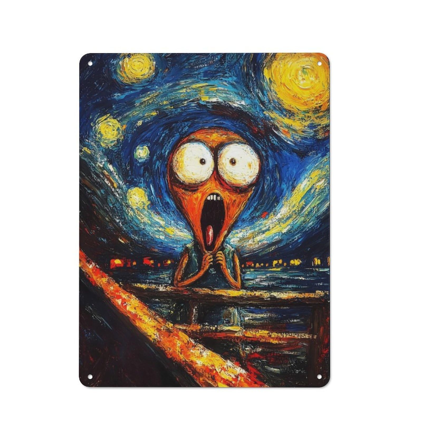 Junmoney Starry Night Scream Vintage Metal Plaque 40X30cm Featuring For Garage Wall, For People Furnishing A Garage