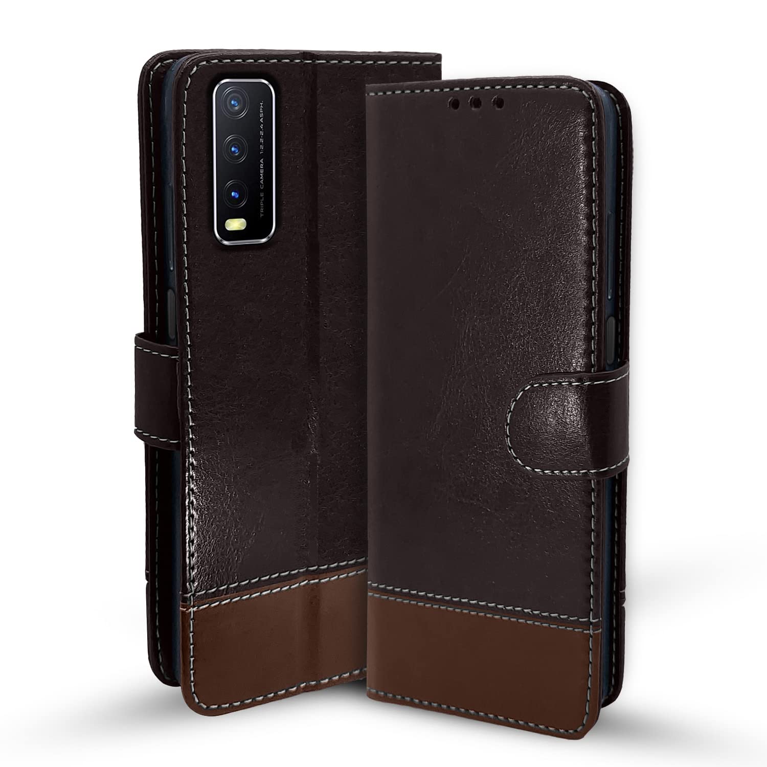 Pikkme Vivo Y12s / Y20 / Y20i / Y20G Flip Cover | Dual-Tone PU Leather Finish | Wallet Style & Stand | Magnetic Flip Case for Vivo Y12s / Y20 / Y20i / Y20G (Coffee & Brown) (B0B9NKYWHZ) Amazon Price History, Amazon Price Tracker