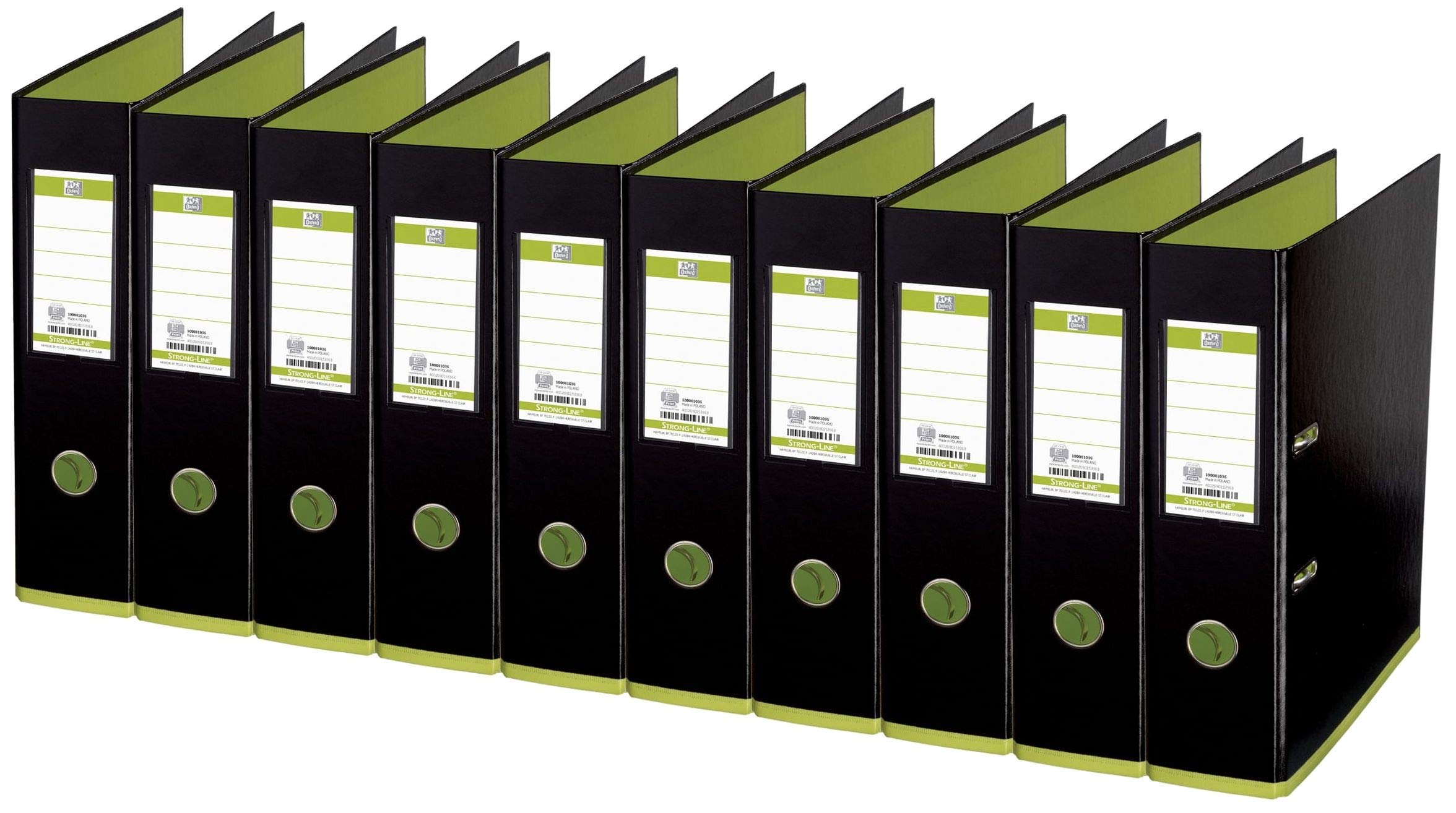 100081036 Elba MyColour Lever Arch File Plastic Outside and Inside 8 cm breit DIN A4 Pack of 10 Black/Light Green