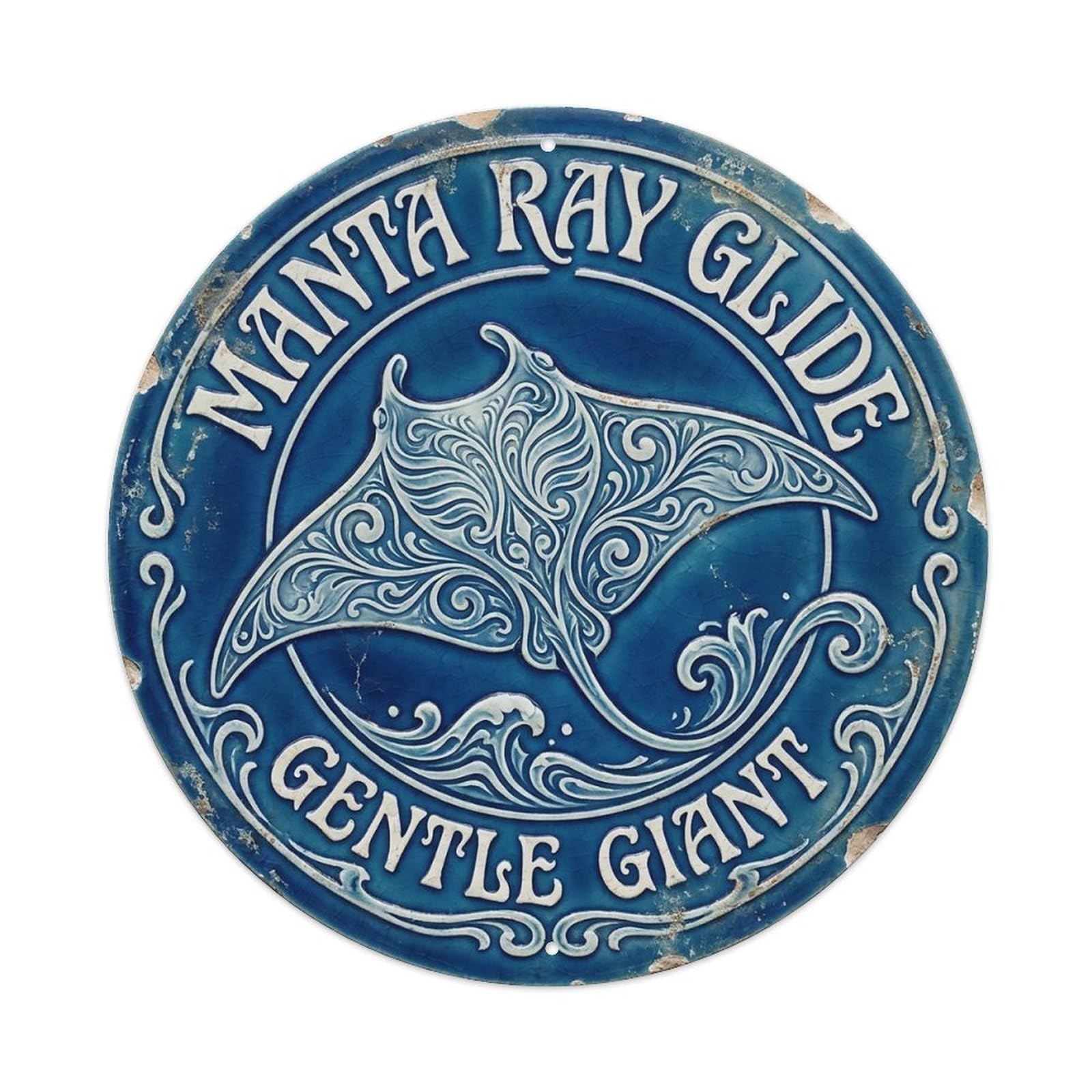 Cxhjca 8X8inch(20X20cm) Manta Ray Glide Gentle Giant Metal Tin Sign
