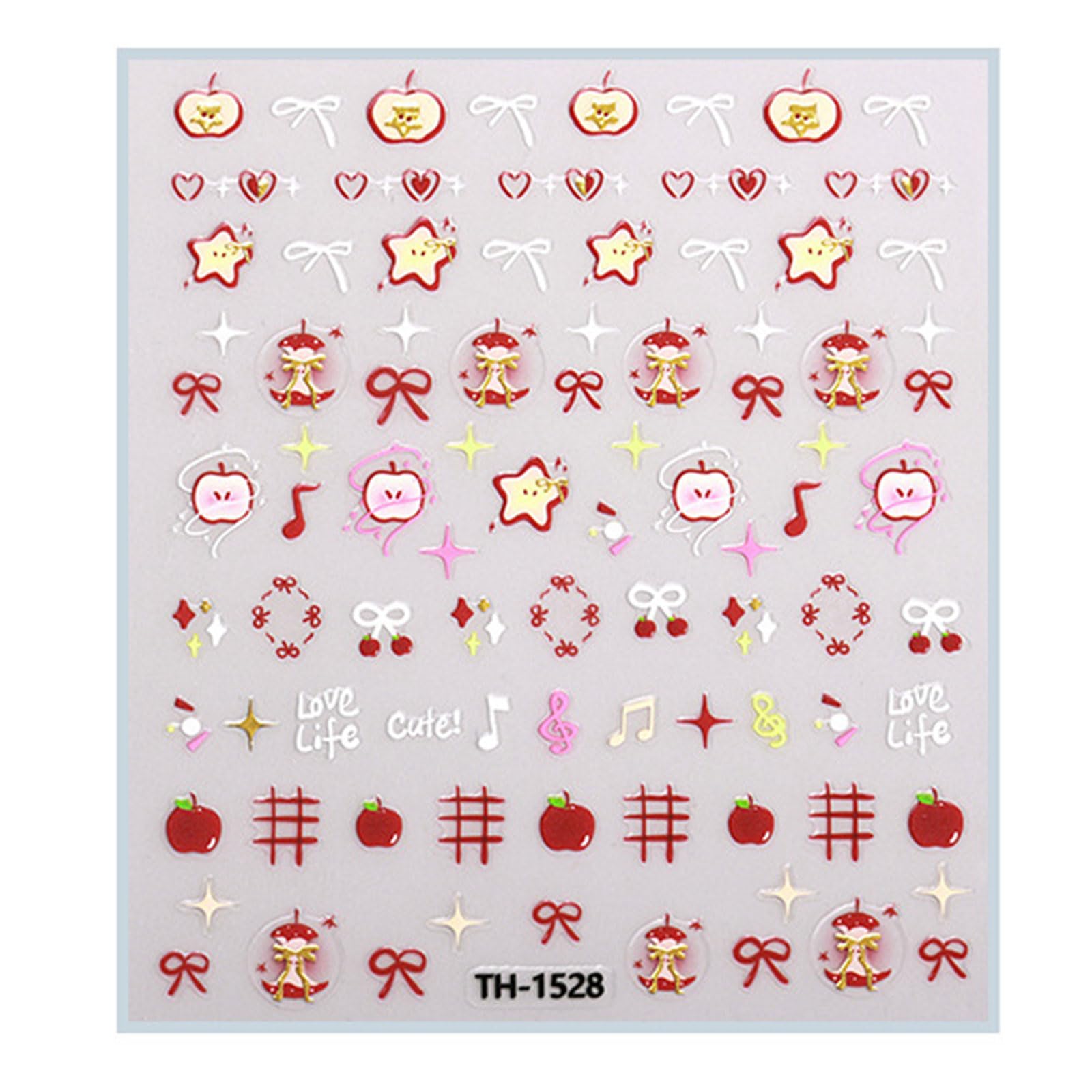 1 Sheet Valentine's Day Nails Stickers for Manicure Decoration with Cartoon Lips Festival Patterns for Women Girls Adhesive Nails Art