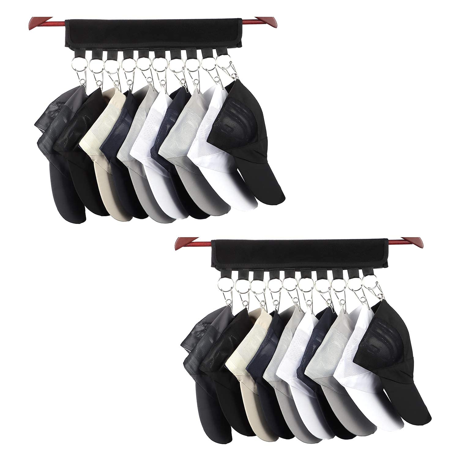 Cap Organizer Hanger,2 Set of 10 Baseball Cap Holder,Hat Organizer for Closet-Portable for Storage Closet Baseball Cap Holder,Keep Your Hats Cleaner Than a Hat Rack (cotton)