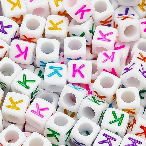 Vista 20 de 500 cuentas de letras blancas con letra G de 0.236 x 0.236 pulgadas, cuentas cuadradas de letras acrílicas del alfabeto, cuentas sueltas para Letra