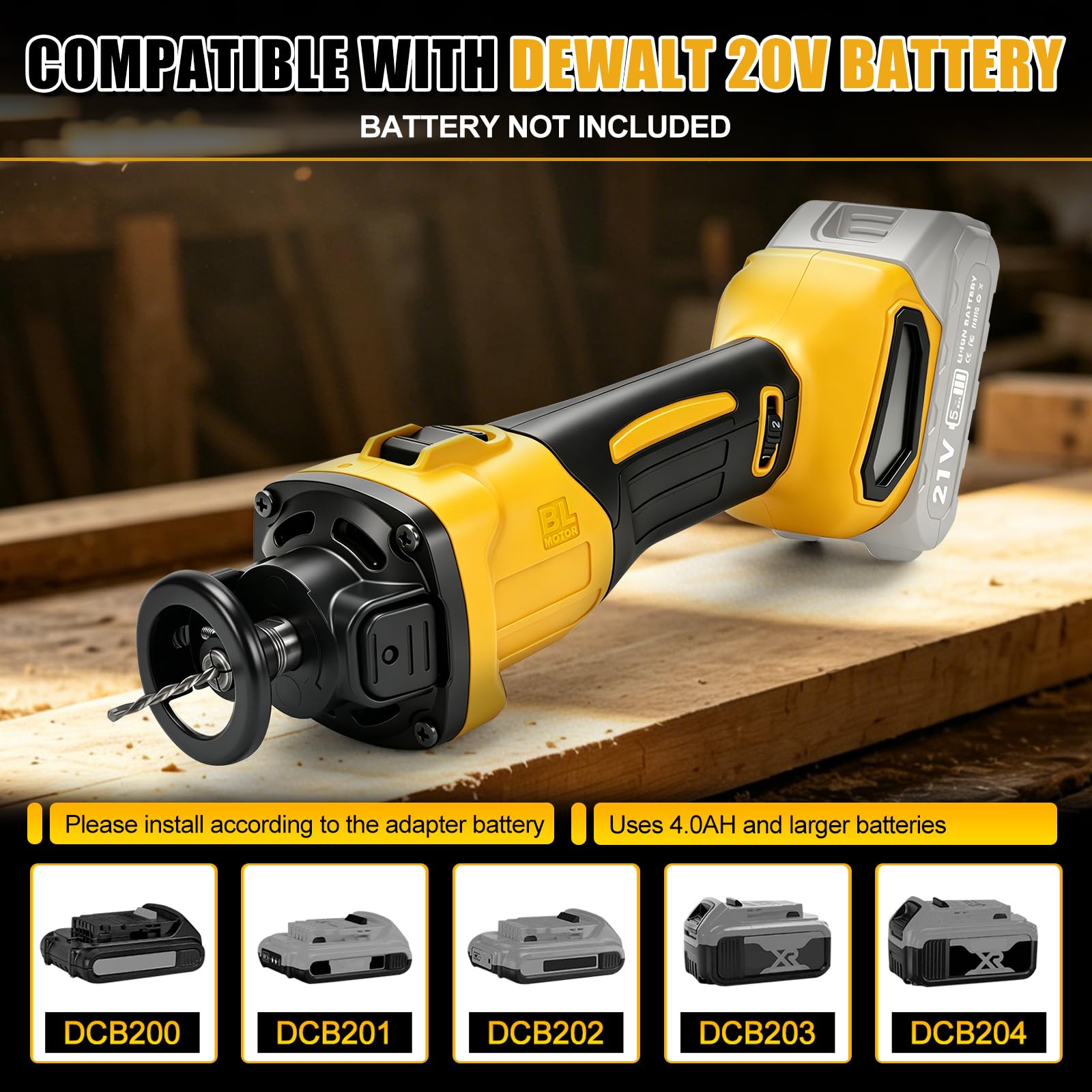 Cortador inalámbrico para paneles de yeso compatible con batería Dewalt de 20 V (sin batería), sierra de corte eléctrica sin escobillas para paneles de yeso con 6 velocidades, ajuste de profundidad y