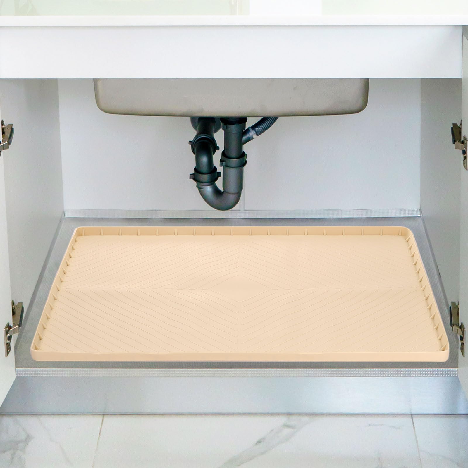 uxcell Waterproof Under Sink Mat for Kitchen, 28" x 22" Silicone Under Sink Liner Drip Tray Organizer Mats for Kitchen Bathroom Cabinet, Pet Feeding