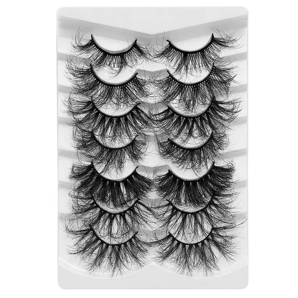 Ciglia finte da 25 mm, drammatiche ciglia in finto visone 8D, 7 stili misti, morbide, soffici, lunghe, voluminose, per Halloween e cosplay