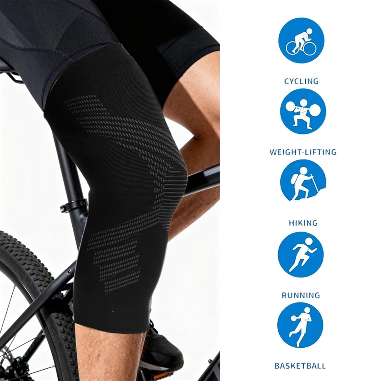 Funda De CompresióN Pierna Completa Mangas de compresión pierna completa for hombres y mujeres, rodillera larga for baloncesto, correr, entrenamiento, ciclismo, 1/2 Uds(Black-2pcs,S)