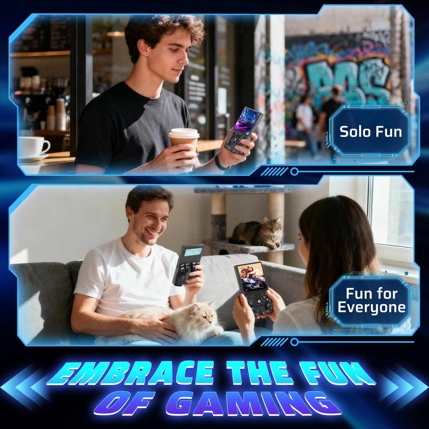 R36MAX Retro Handheld Game Console, 4.0 Inch IPS HD Screen Portable Retro Gaming Console, 1.5GHz CPU Support 30+ Emulator Console Video Game Console, 4000mAh Battery (64GB Black)