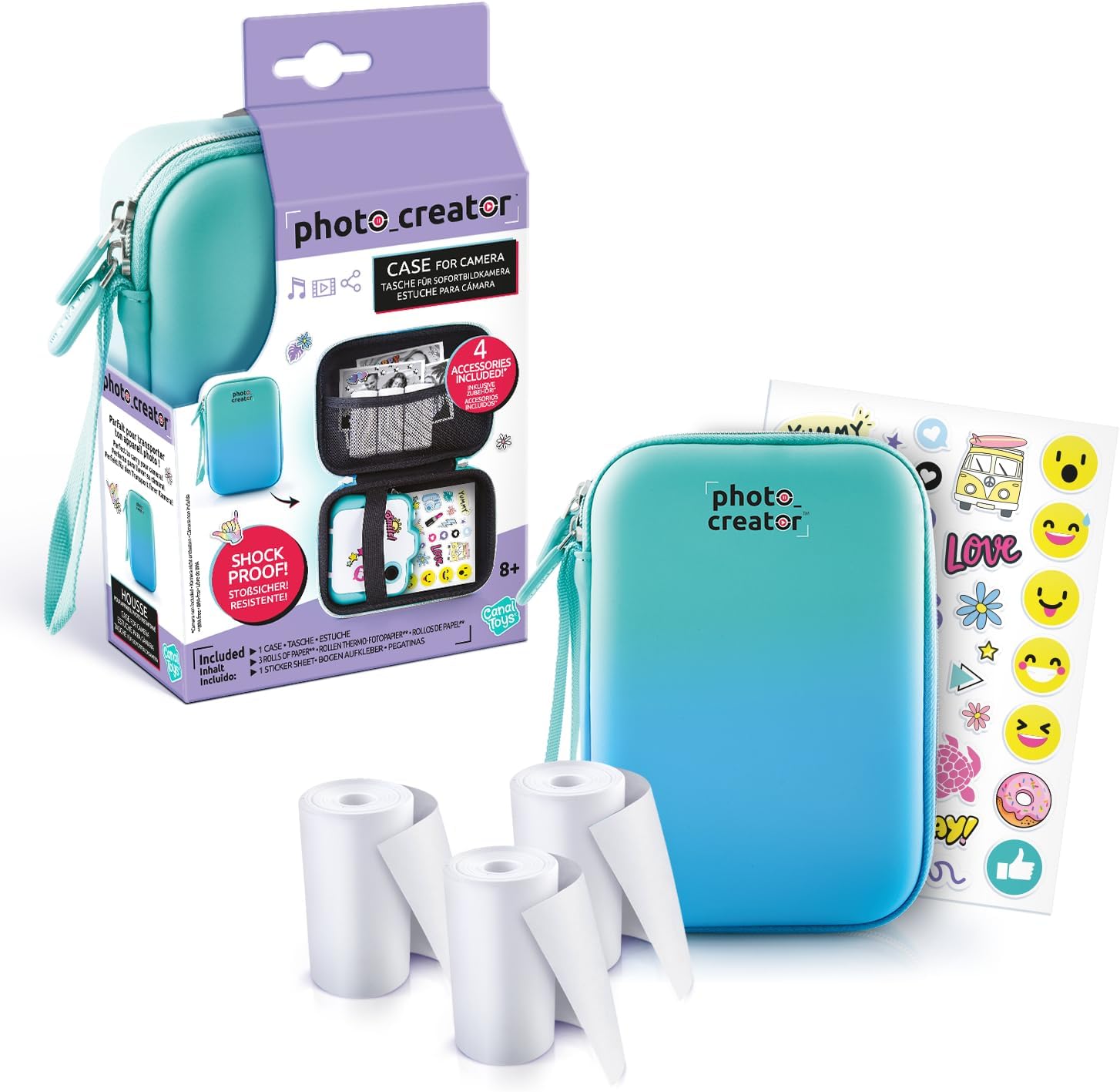 Canal Toys CLK 012 Instant Printing Camera Carry Pouch Protective Case Compatible with Photo Creator with 3 Rolls of Paper and 1 Sheet of Stickers 012-Canal Toys