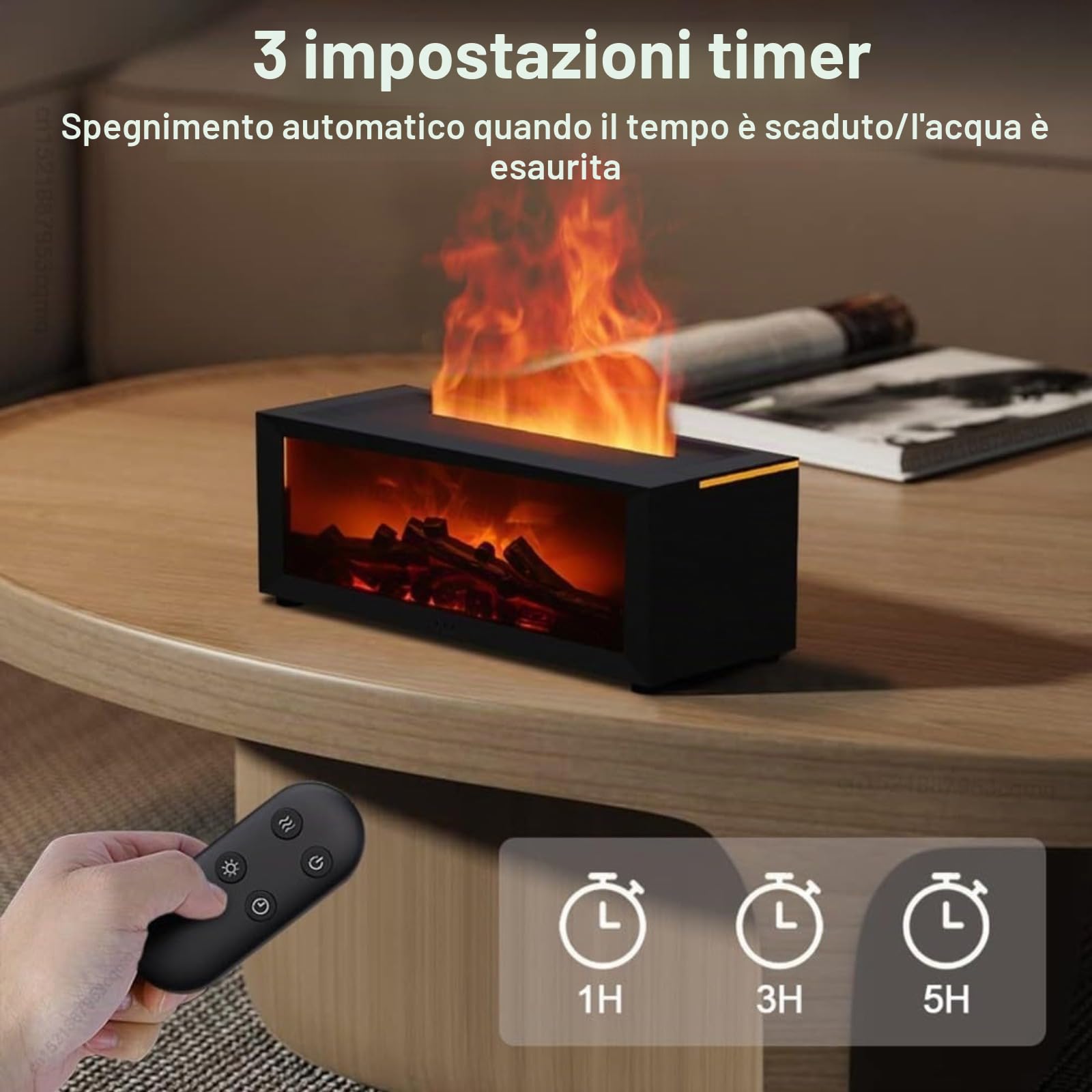 Diffusore di oli essenziali a fiamma, diffusore di oli essenziali da 150 ml, diffusore 3D per camino, umidificatore ambiente,diffusori oli essenziali,diffusore profumo ambiente,con telecomando, diffus