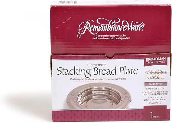 RemembranceWare: Communion Stacking Bread Plate - Silver Finish: Stainless Steel / Holds Up to 750 Pieces of Communion Bread / Works with Bread Plate Insert / Stackable