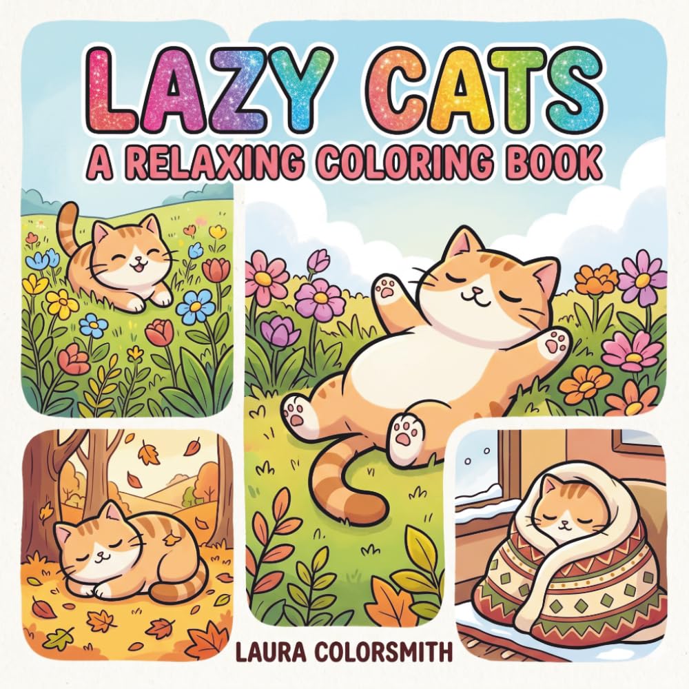 Lazy Cats - A Relaxing Coloring Book: Funny & Adorable Lazy Cats – A Cozy Coloring Book Full of Relaxing Scenes and Purrfect Hygge Vibes
