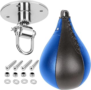 Kvittra Heavy Duty Speed Ball Set , Swivel Boxing Punching Bag - Leather Boxing Dodge Speed Bag with Hanging Swivel for Workout Kicking Martial Arts Training Home Gym Boxing Exercise Workout