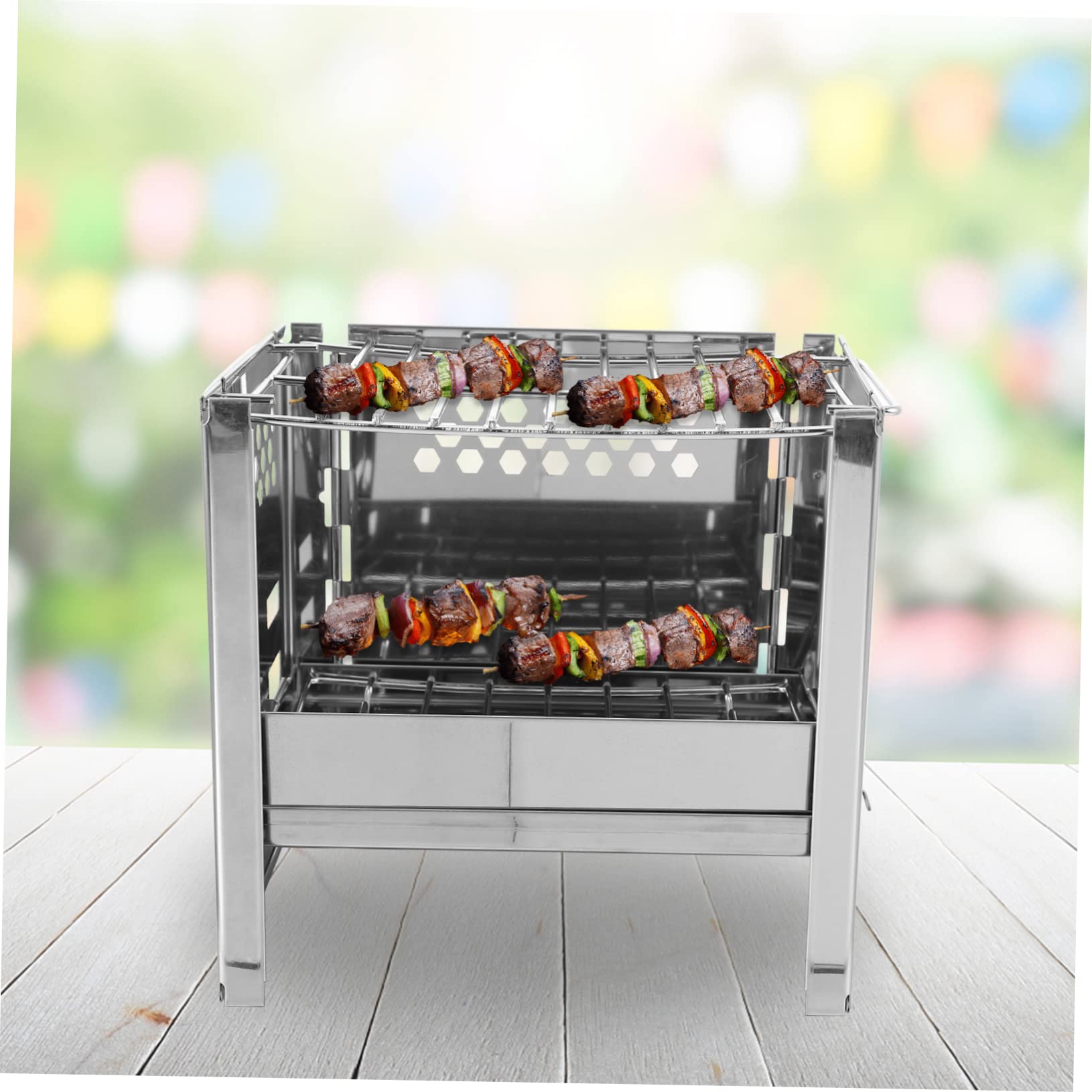 SUPVOX Portable Grill Stainless Steel Grill Tool Set Outdoor Barbecue Accessories