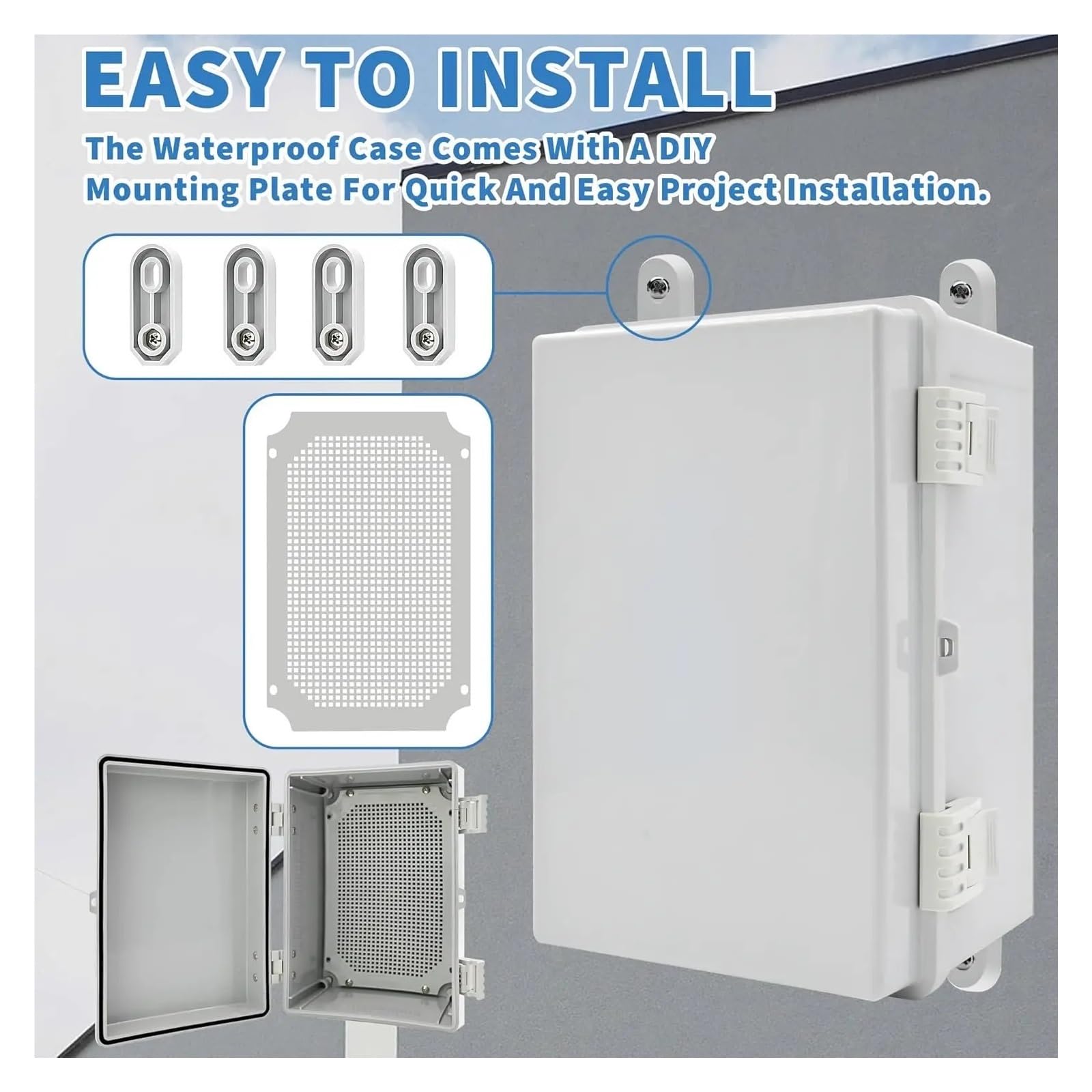 Caja de distribución de plástico impermeable for exteriores.(300x200x170mm,Gray cover)