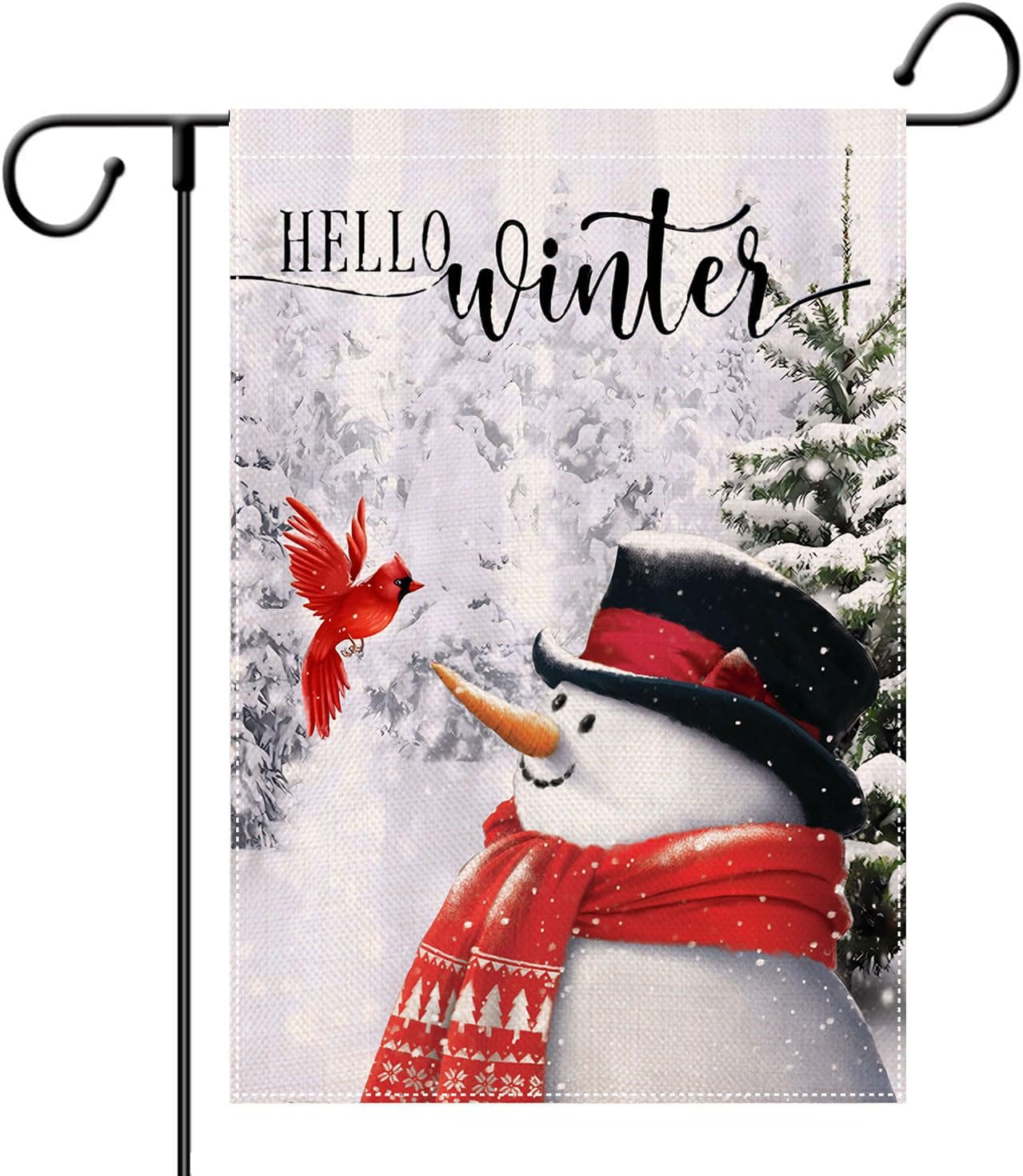 Hello Winter Garden Flag Snowman Garden Flags 12x18 Double