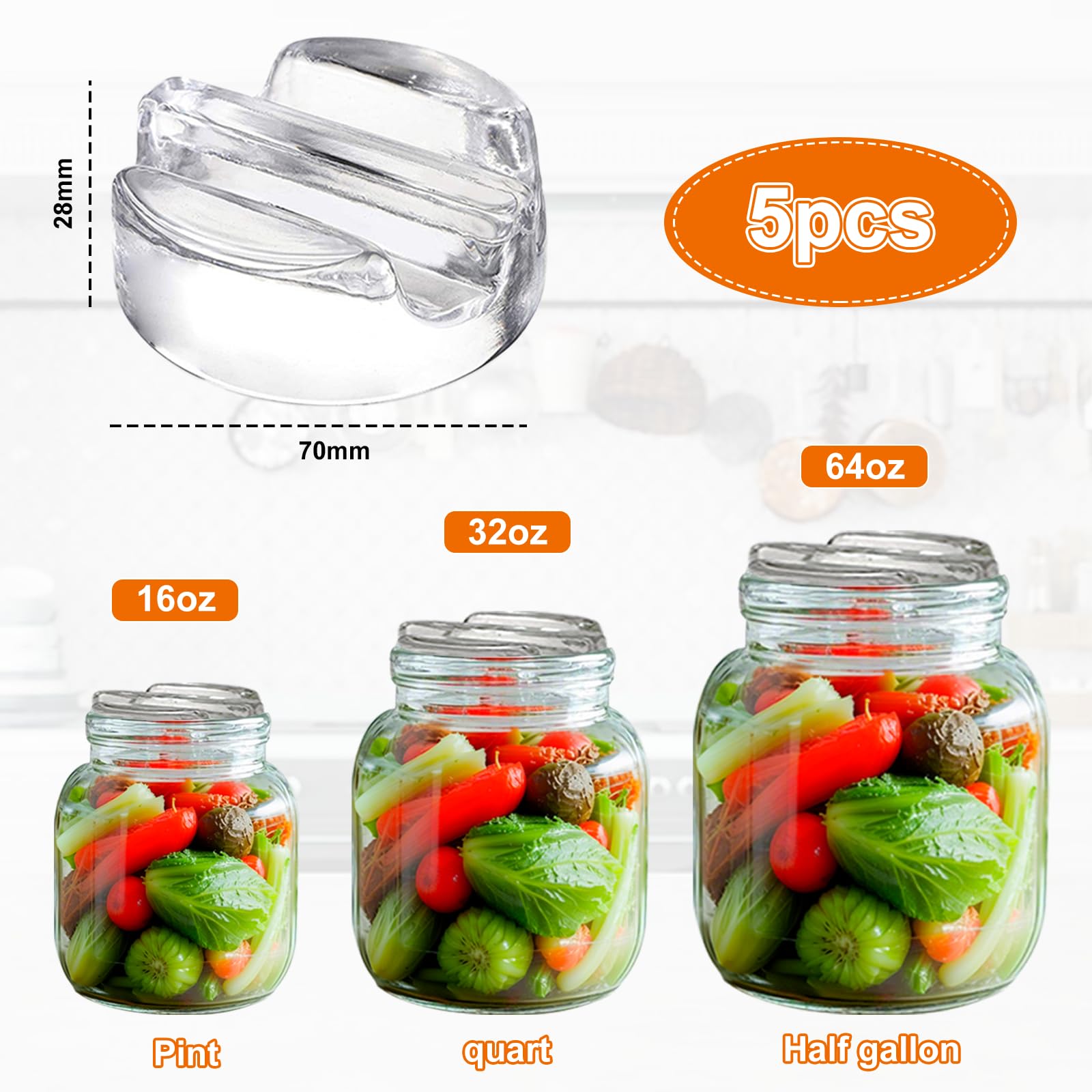 Set 5 Pesi In Vetro Per Fermentazione GREEN WISE - Per Crauti, Kimchi, Kefir, Sicuri Per Alimenti - Foto 6