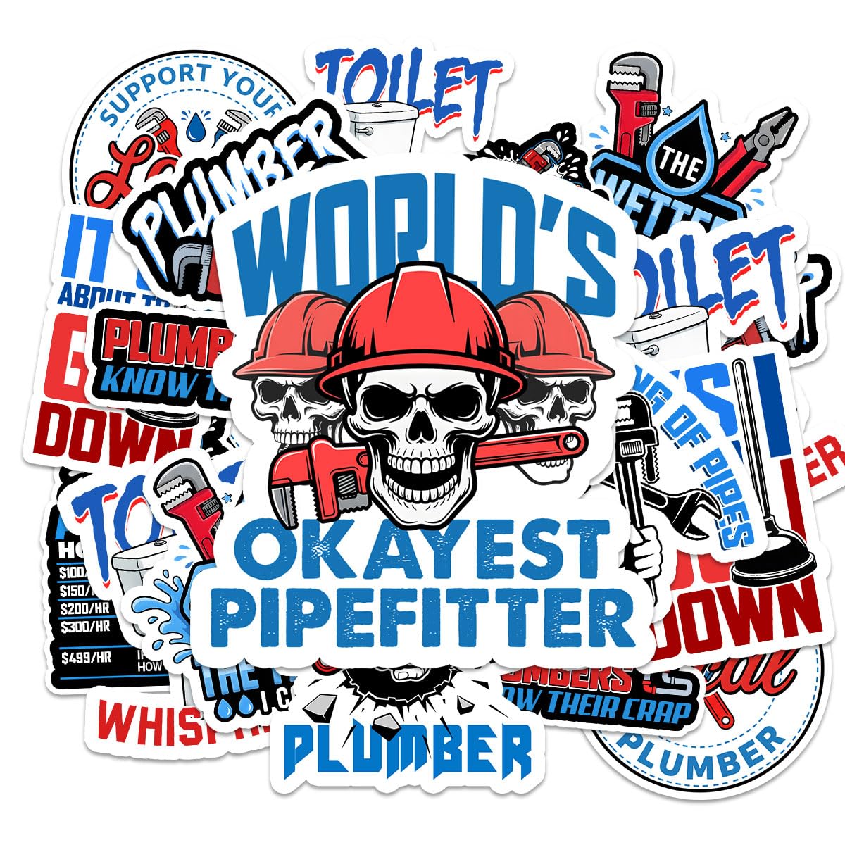 Autocollants professions lot de stickers plombier format 3 pouces
